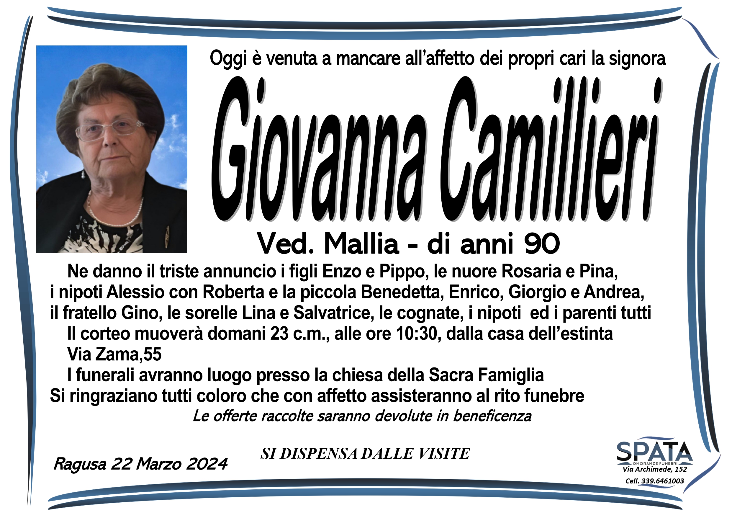 Necrologi: Giovanna Camillieri