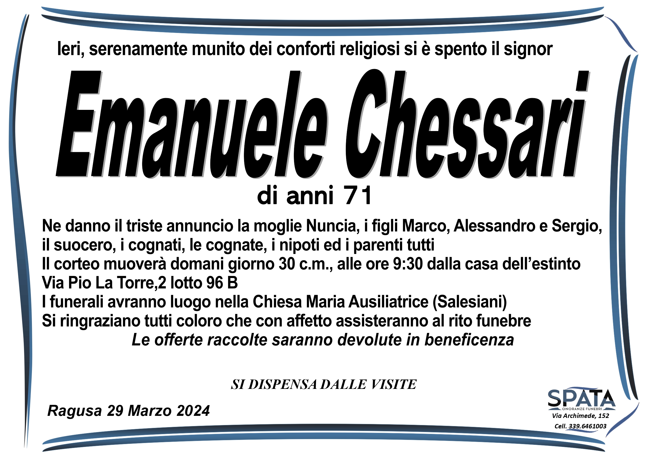 Necrologi: Emanuele Chessari