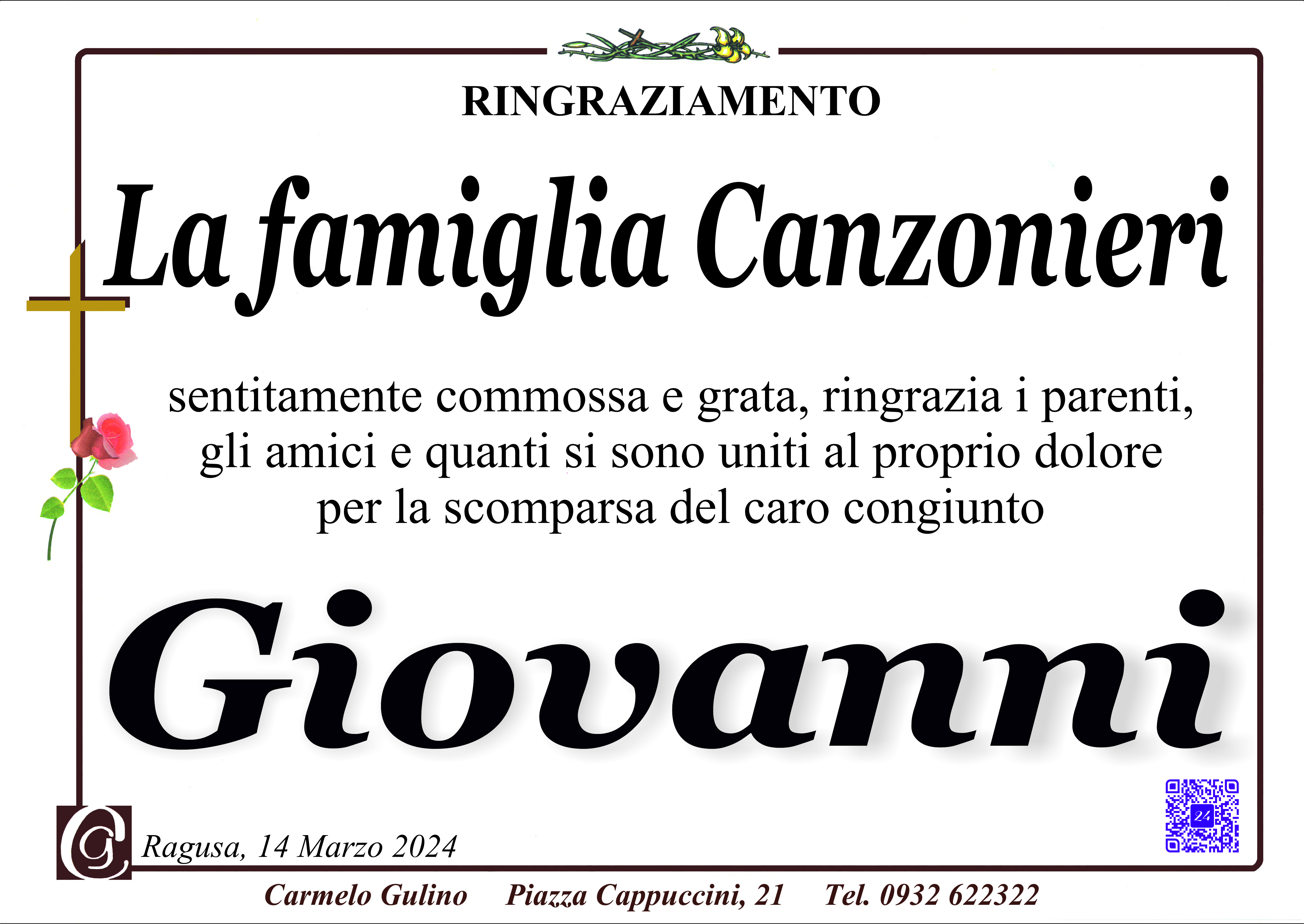 Ringraziamento: Famiglia Canzonieri