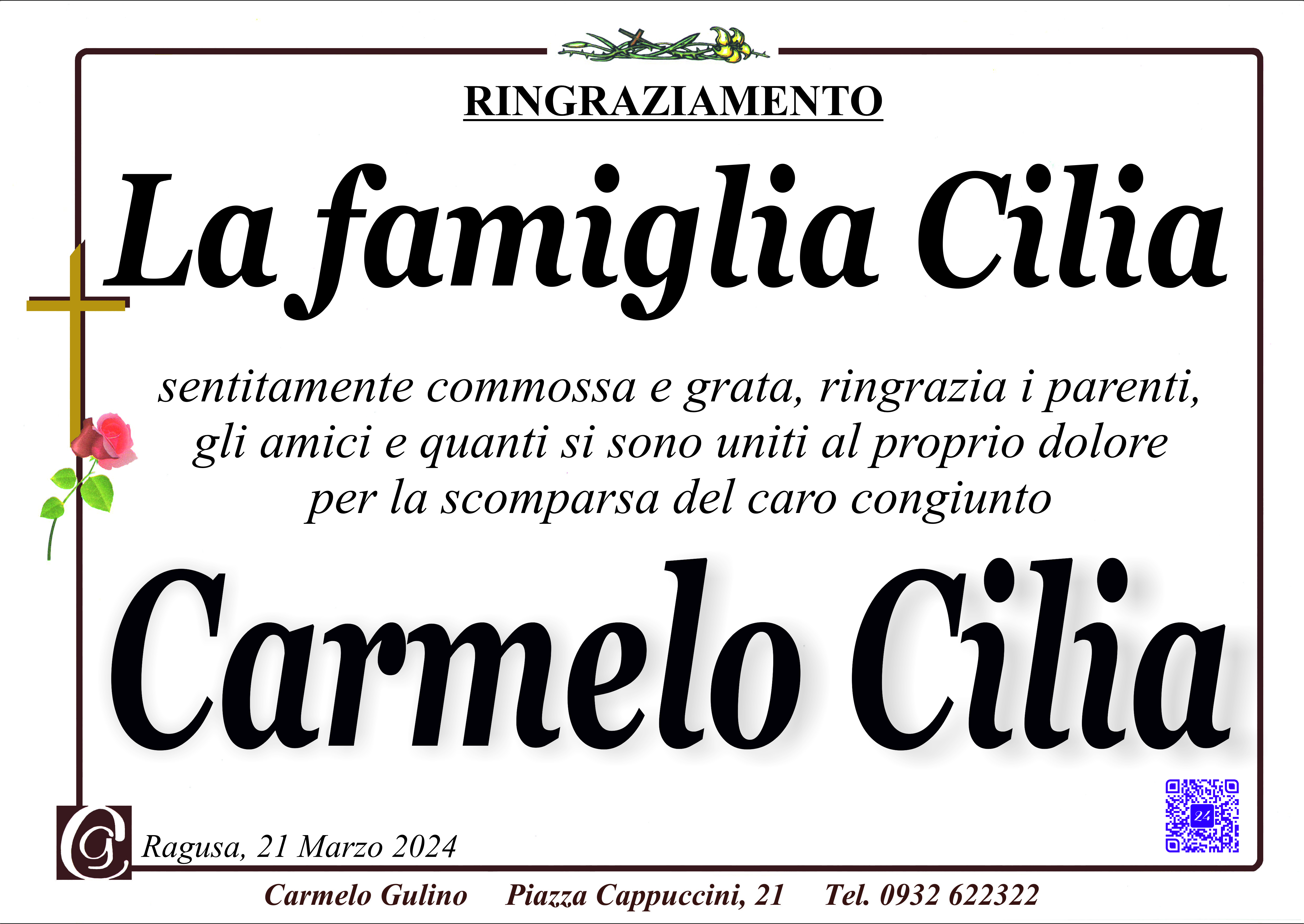 Necrologi: Ringraziamento famiglia Cilia