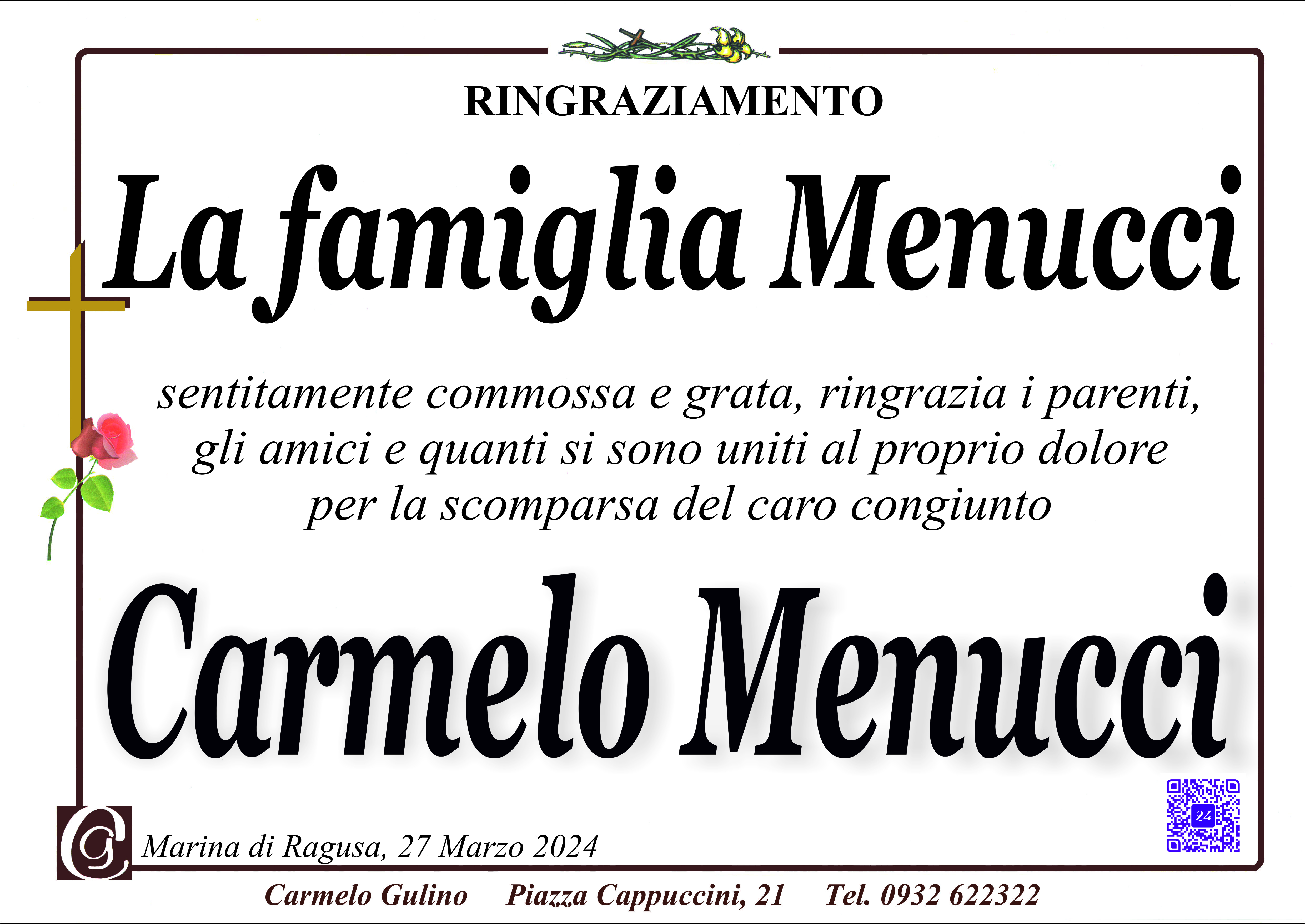 Ringraziamento famiglia Menucci