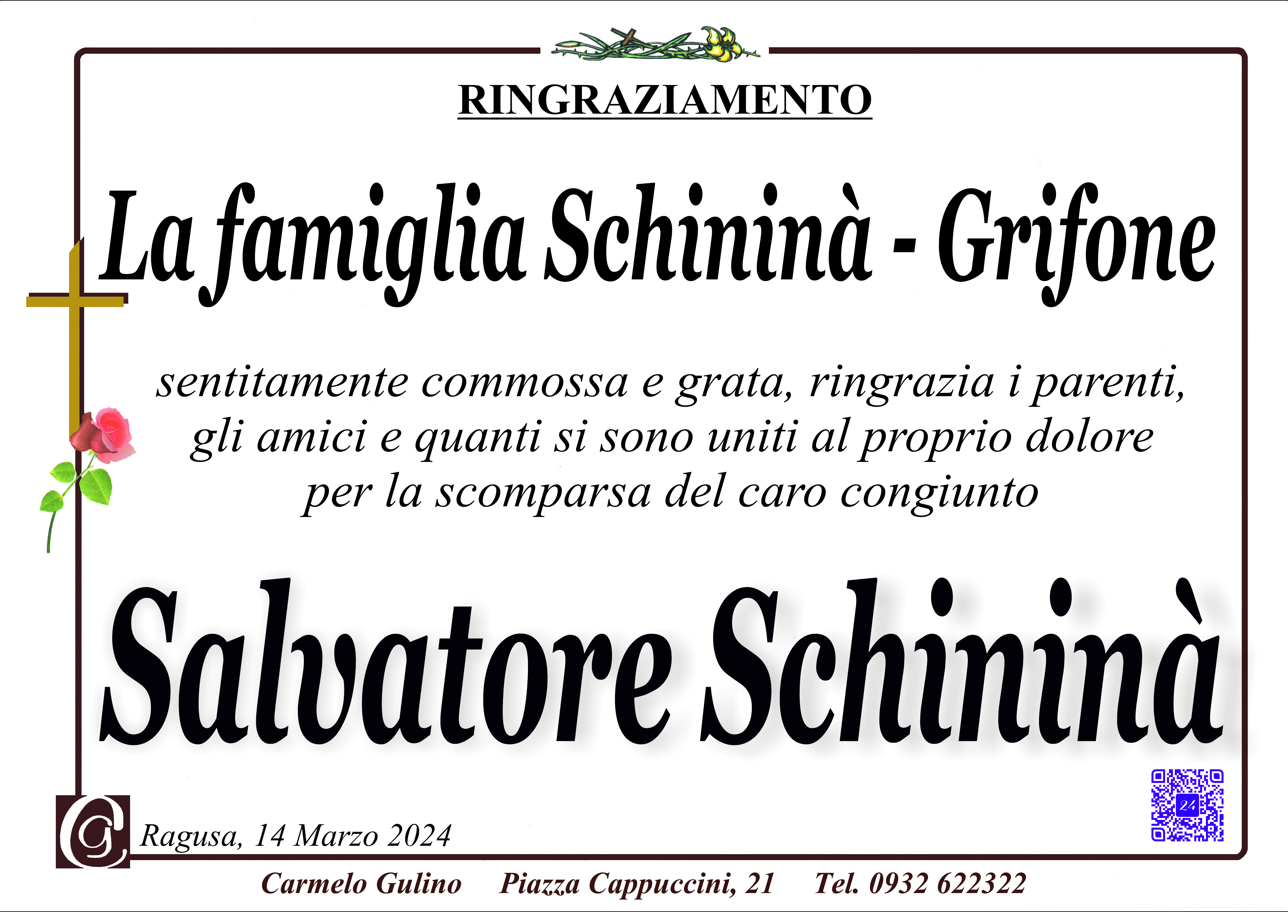 Ringraziamento: Famiglia Schininà-Grifone