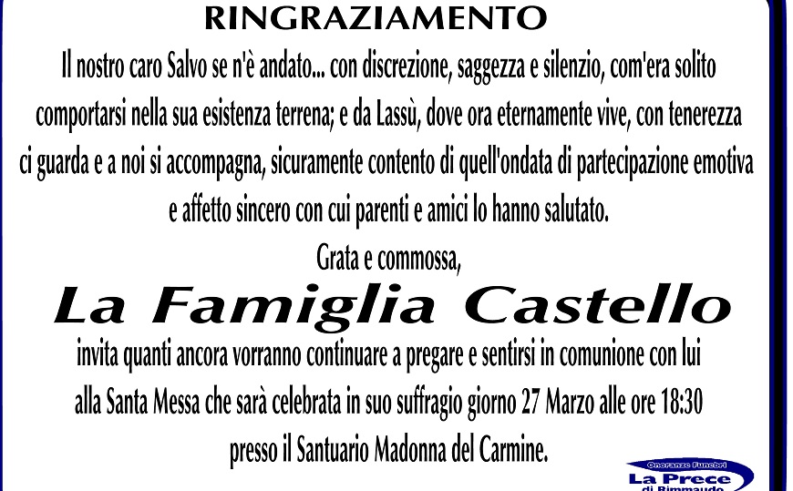 Ringraziamento famiglia Castello