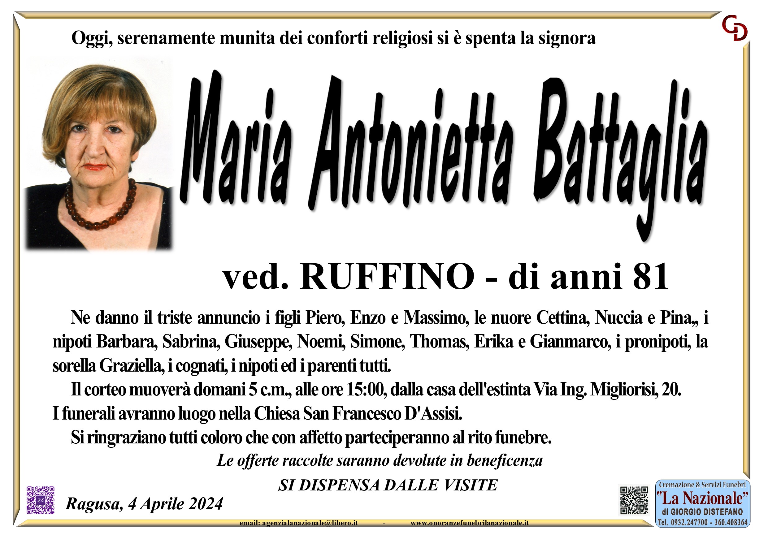 Necrologi: Maria Antonietta Battaglia