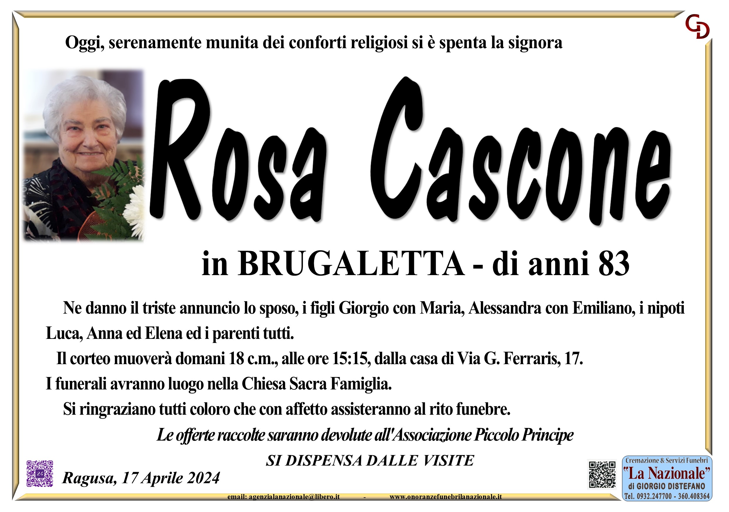 Necrologi: Rosa Cascone