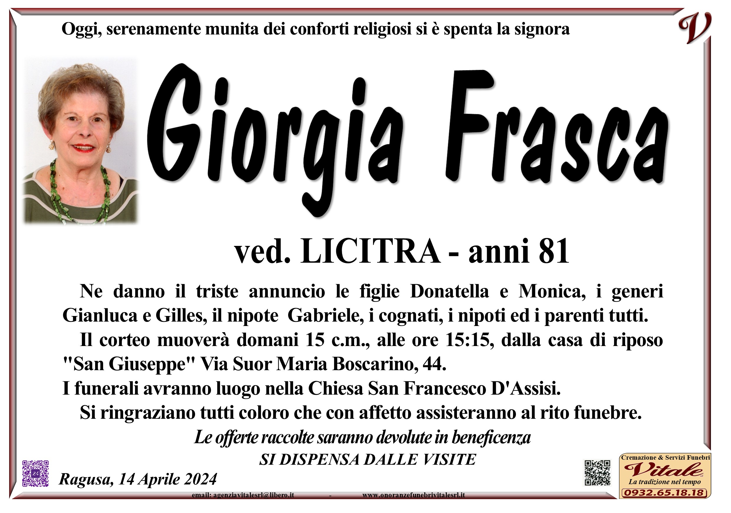 Necrologi: Giorgia Frasca