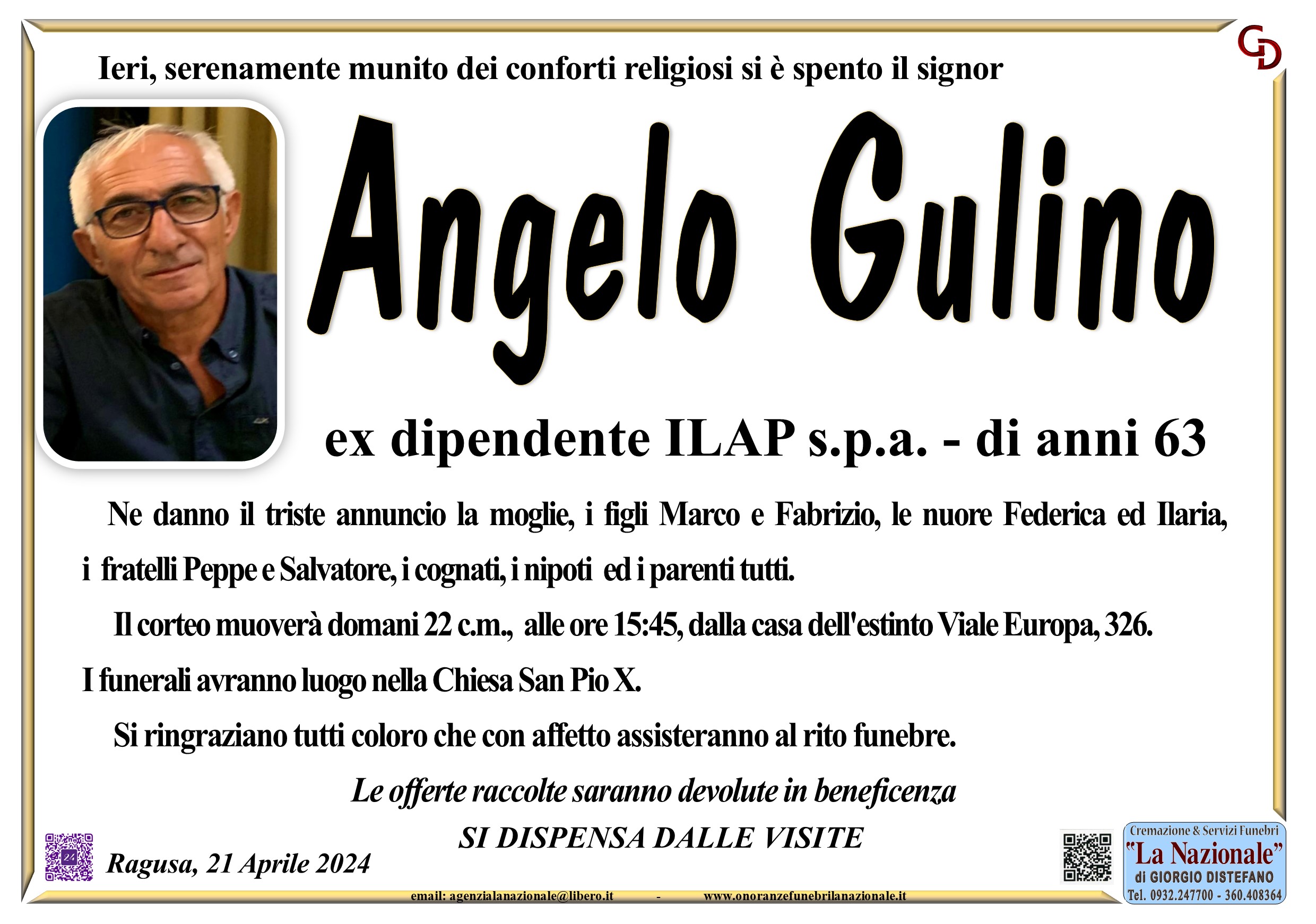 Necrologi: Angelo Gulino