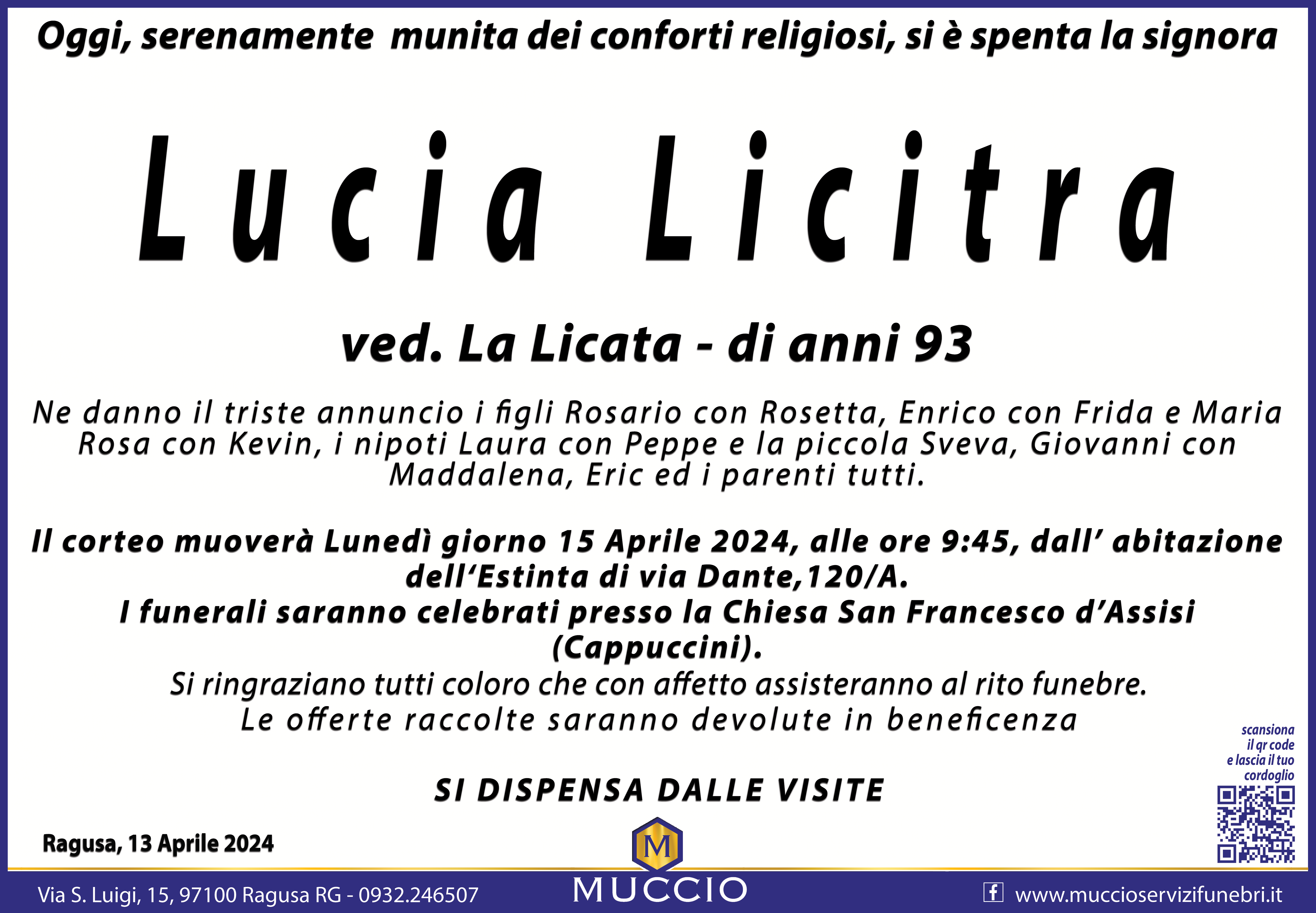Necrologi: Lucia Licitra