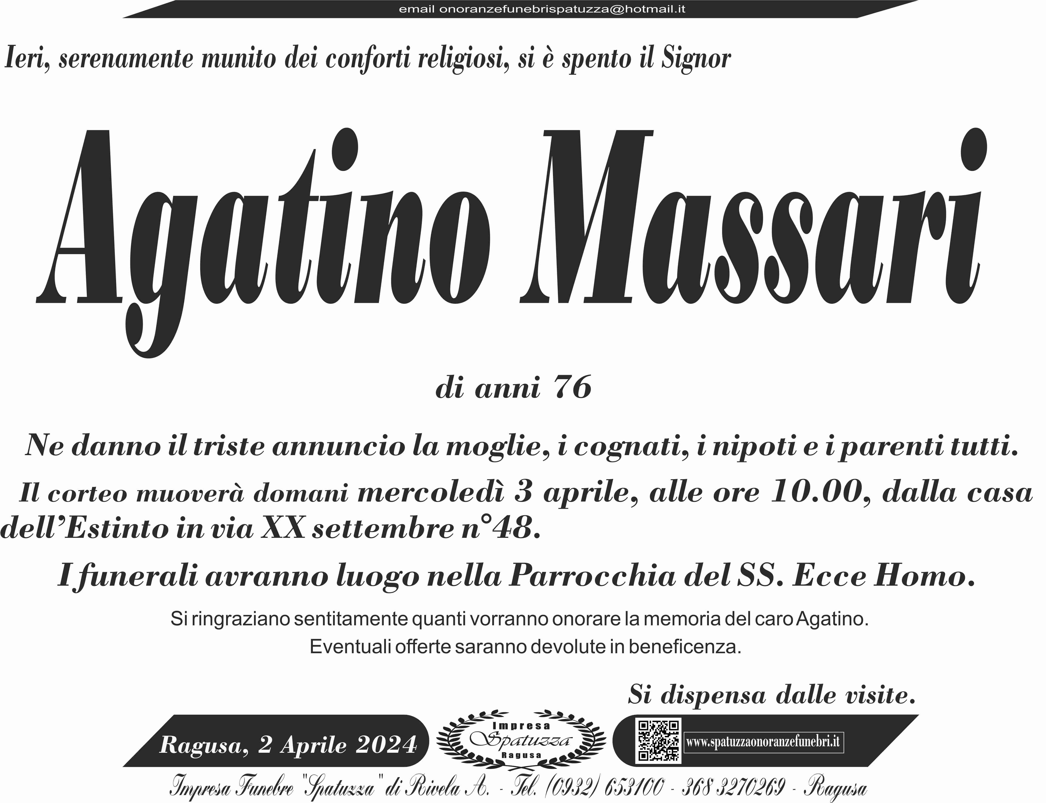 Necrologi: Agatino Massari