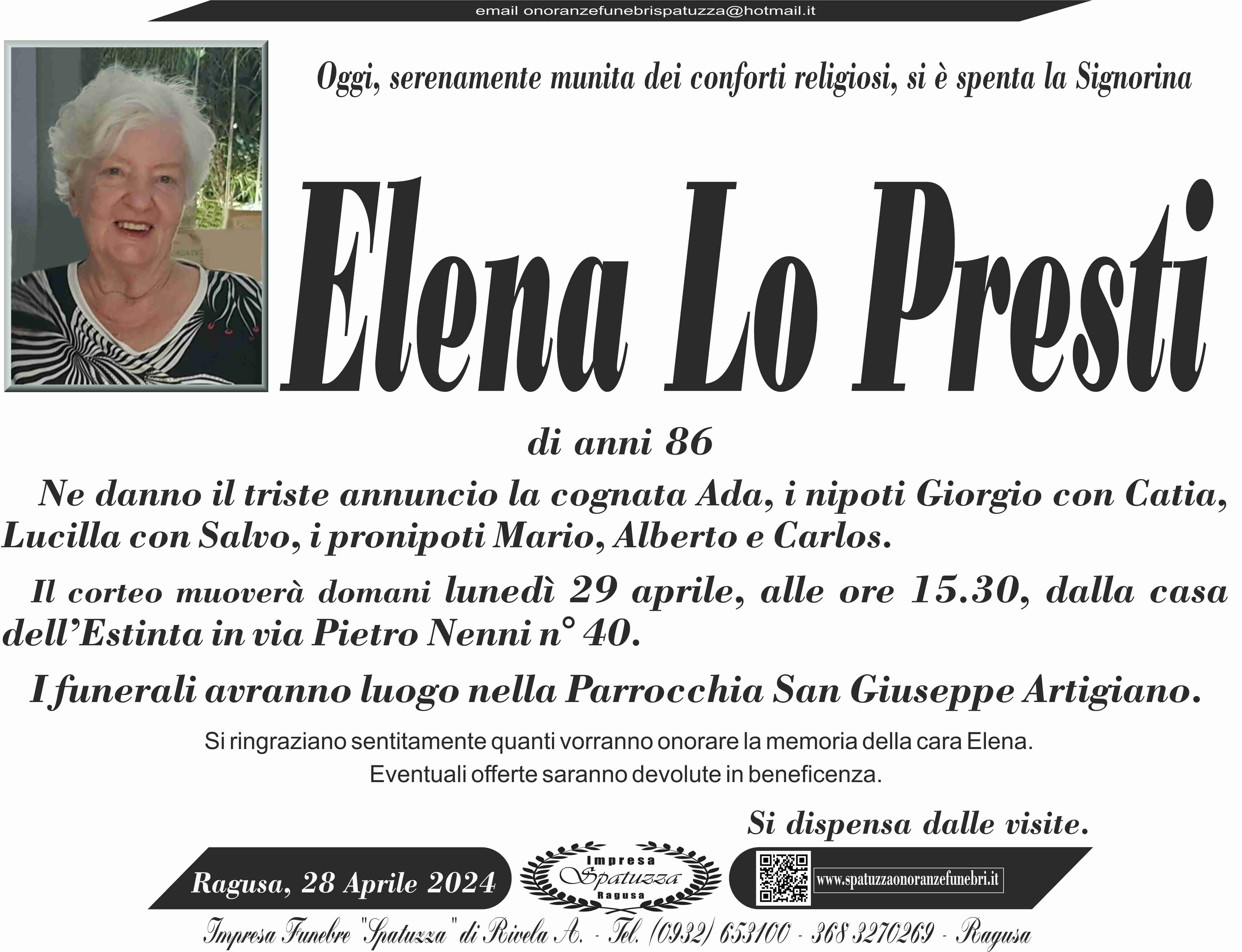 Necrologi: Elena Lo Presti