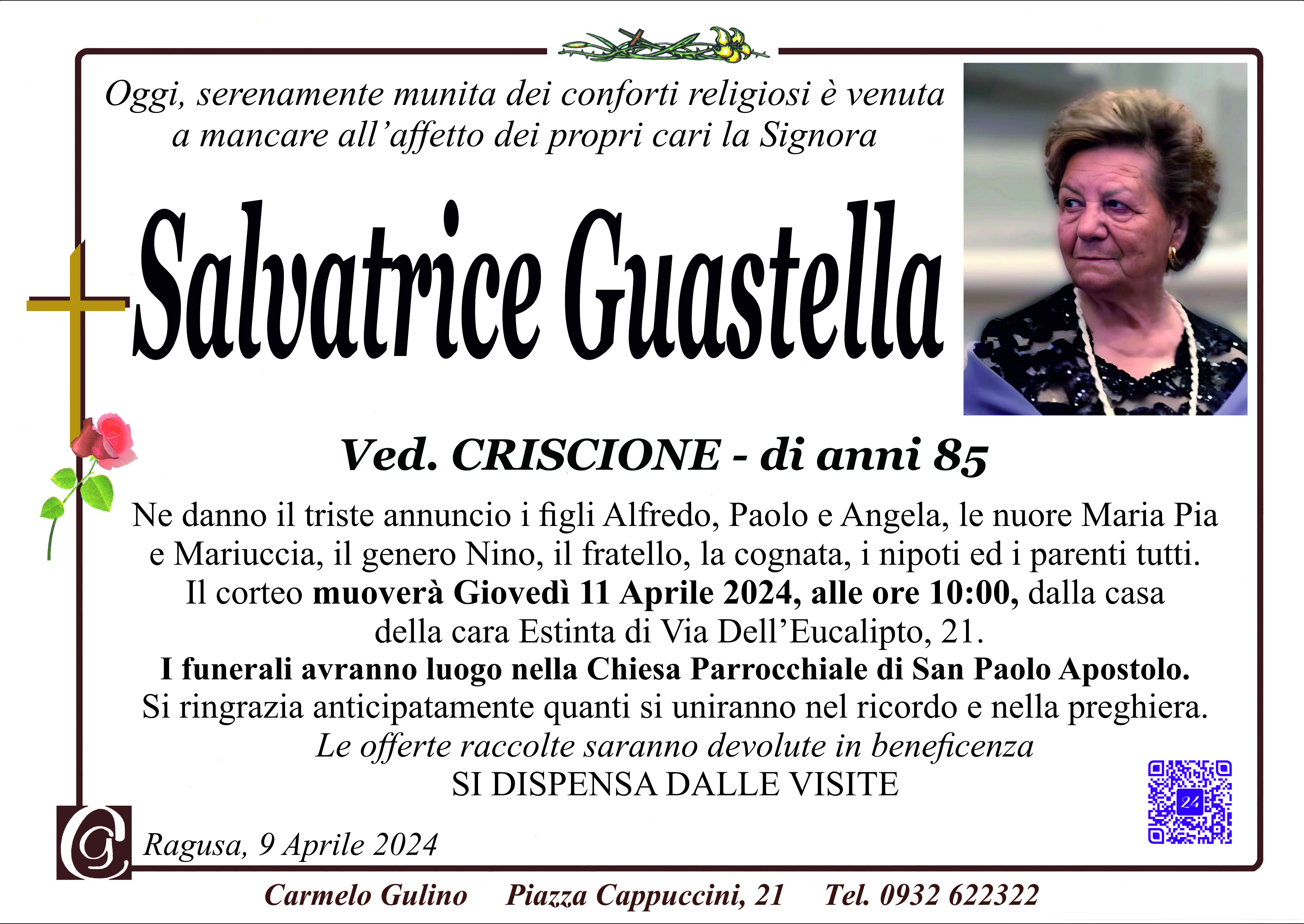 Necrologi: Salvatrice Guastella
