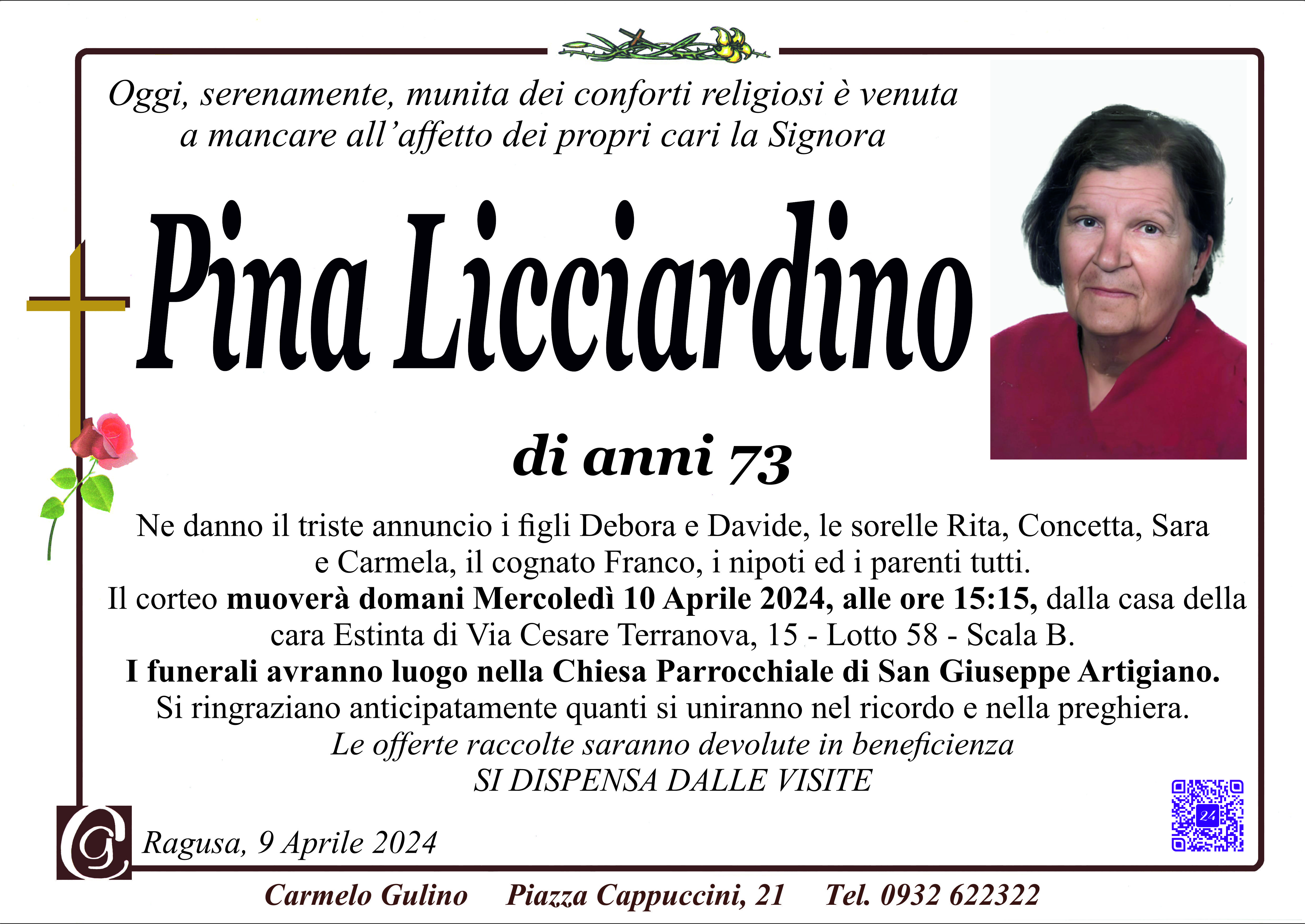 Necrologi: Pina Licciardino