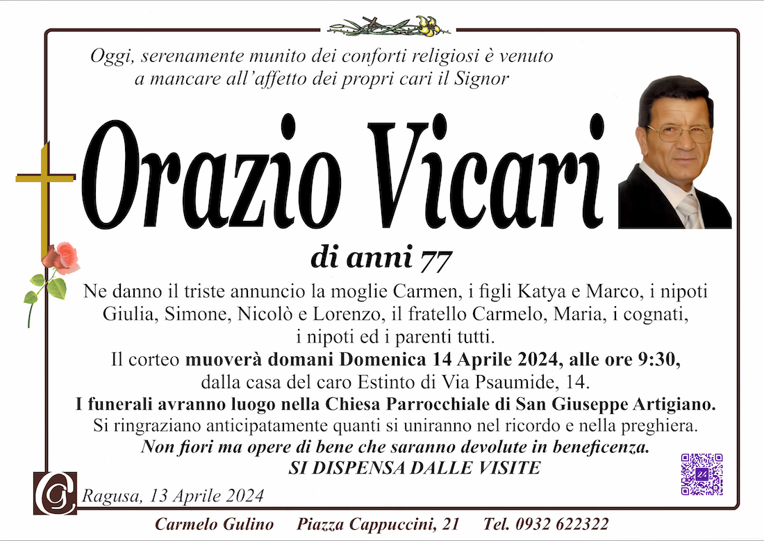 Necrologi: Orazio Vicari