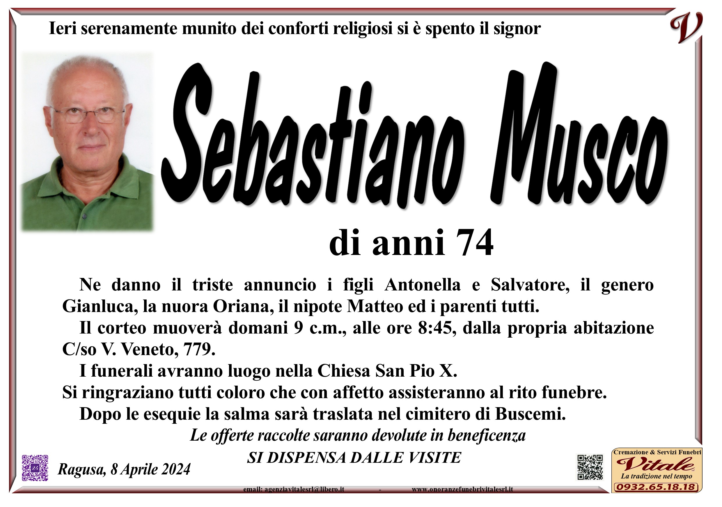 Necrologi: Sebastiano Musco