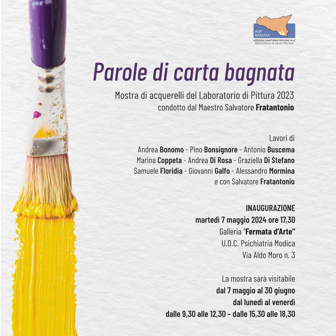 La Psichiatria di Modica organizza la mostra “Parole di carta bagnata”: gli acquerelli come elemento terapeutico