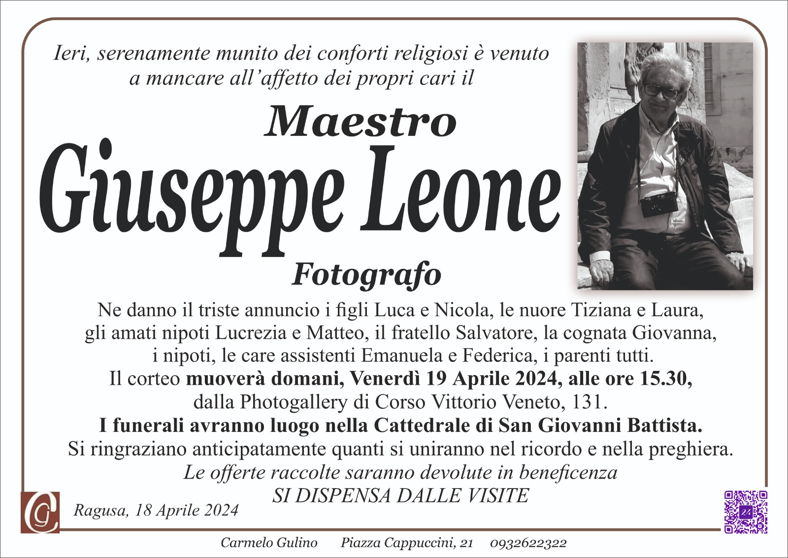Necrologi: Giuseppe Leone