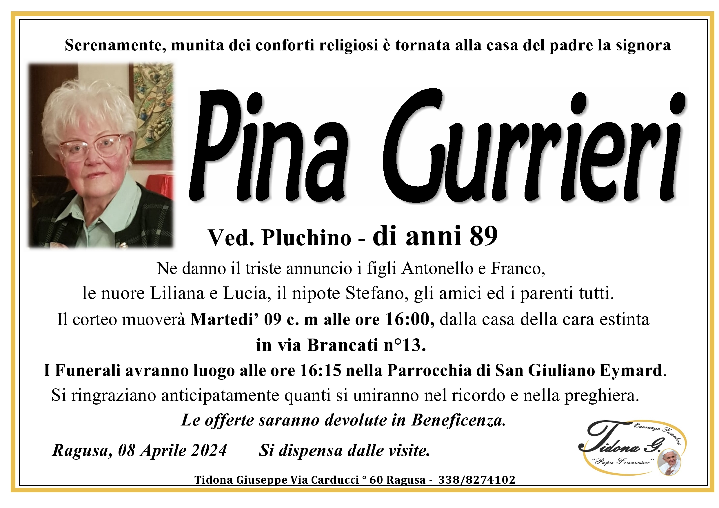 Necrologi: Pina Gurrieri