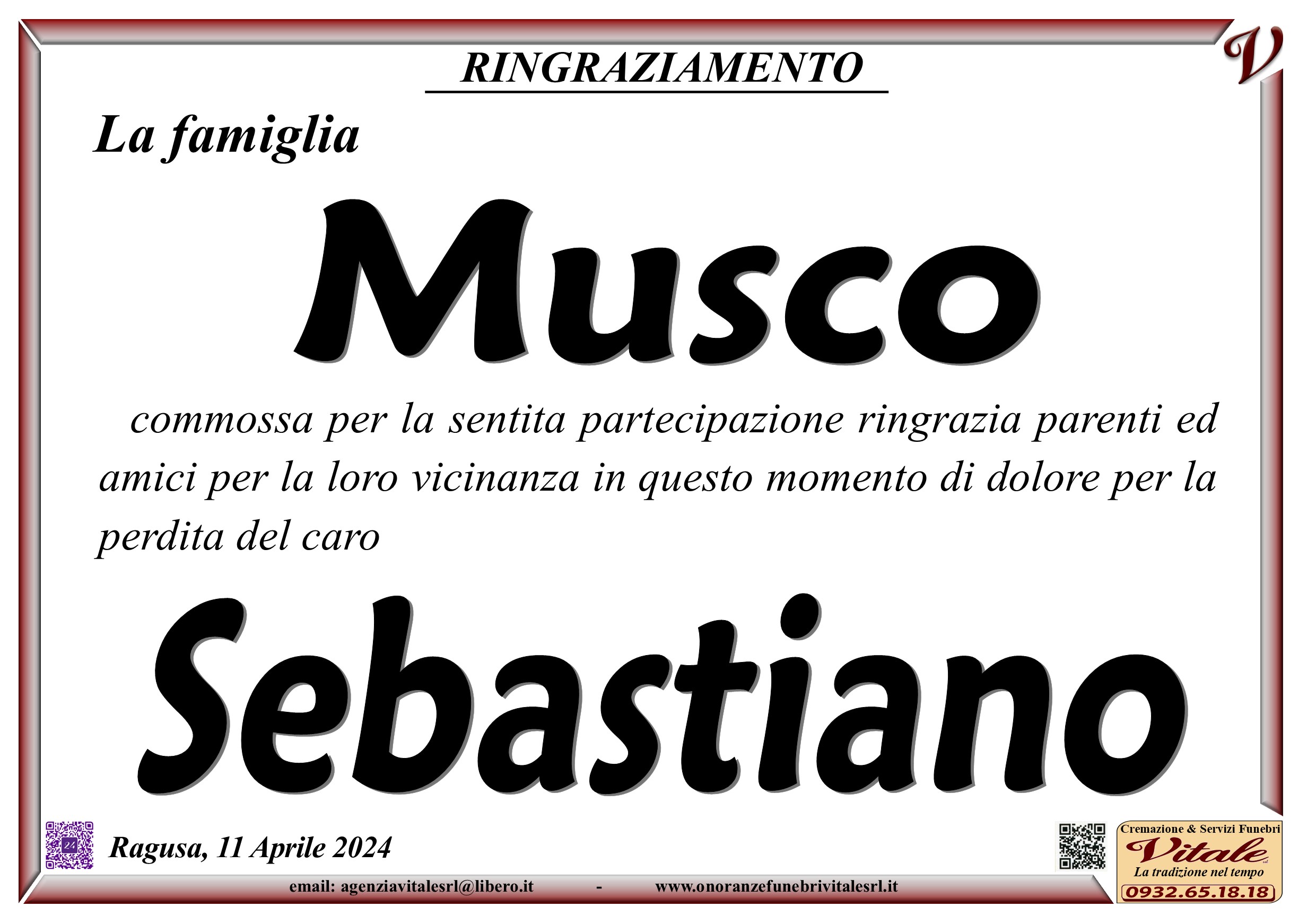 Ringraziamento: Famiglia Musco
