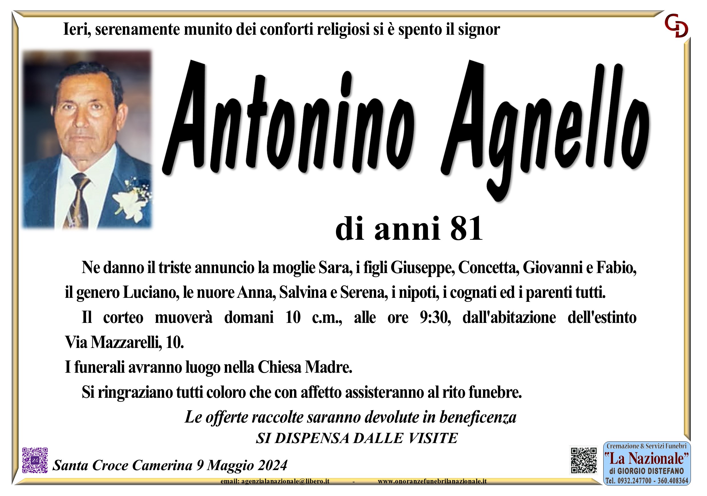 Necrologi: Antonino Agnello