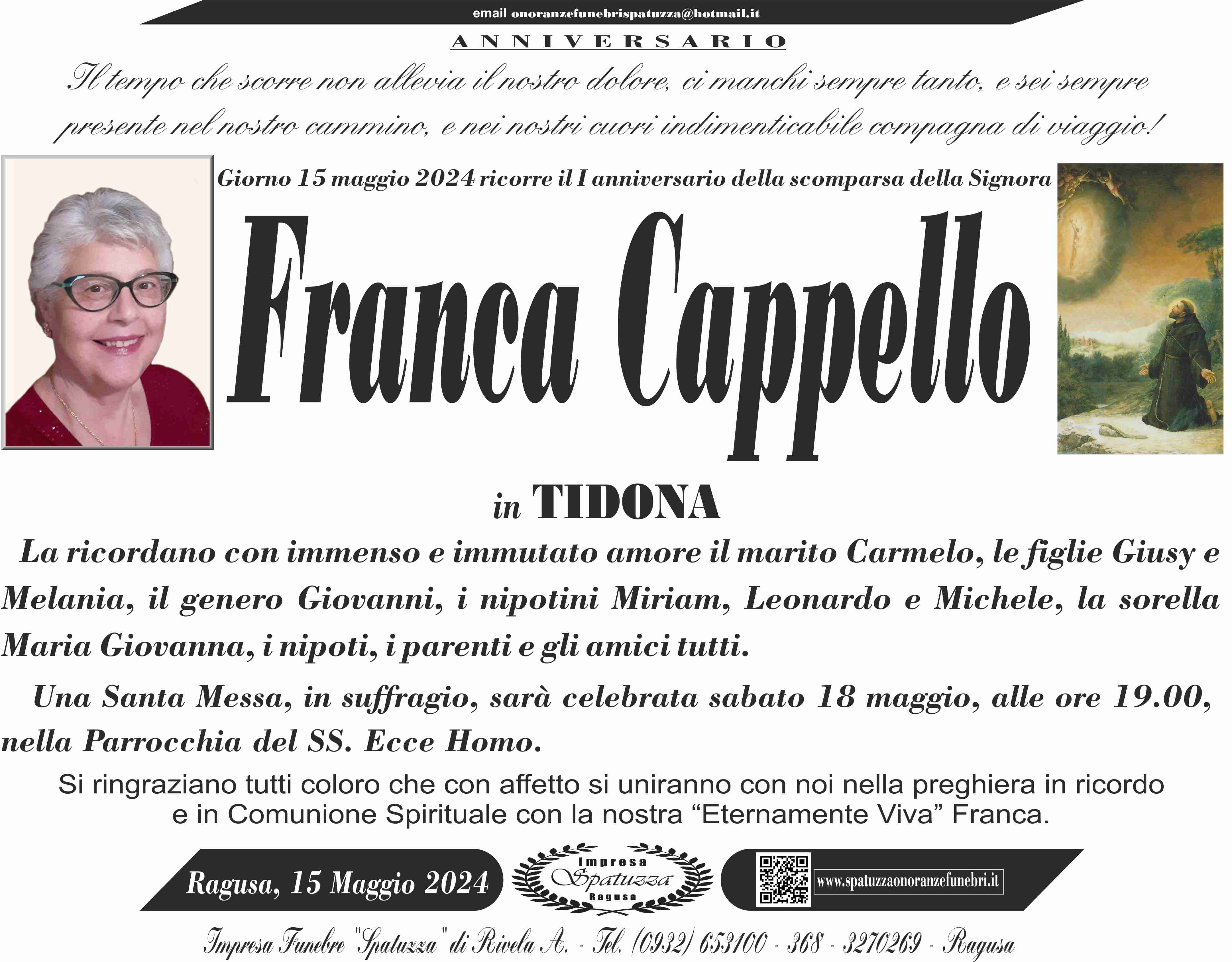 Anniversario: Franca Cappello