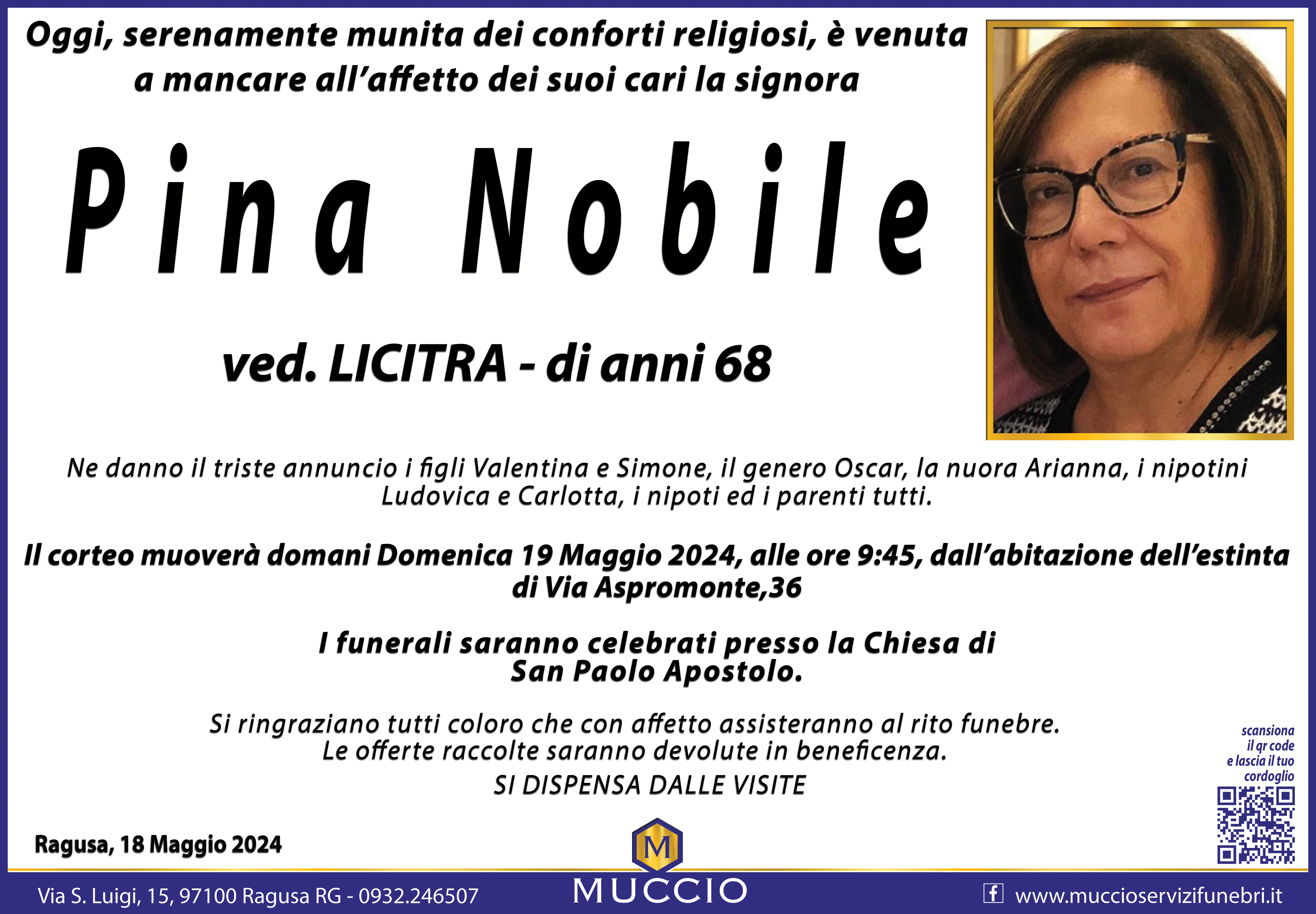 Necrologi: Pina Nobile