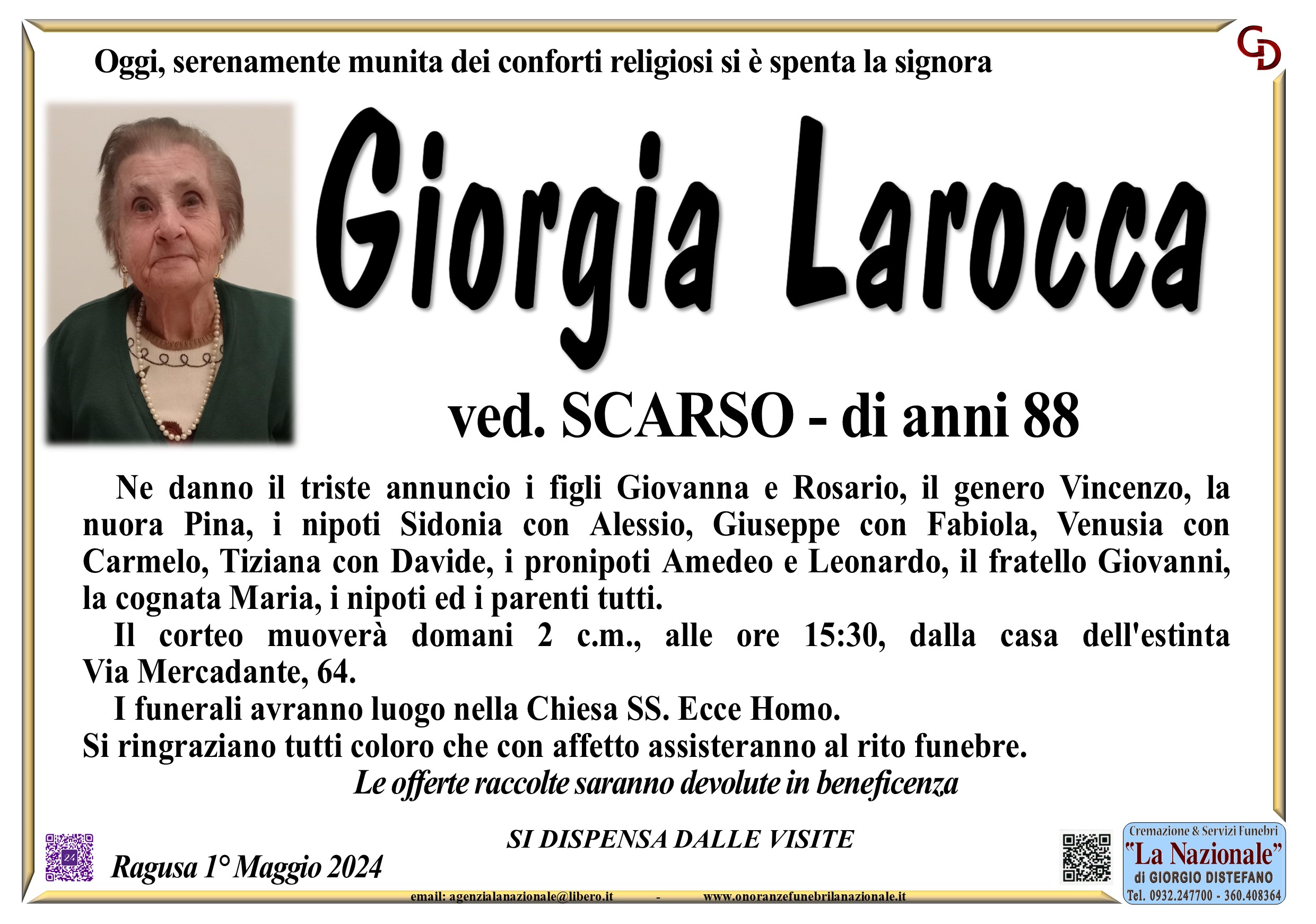 Necrologi: Giorgia Larocca