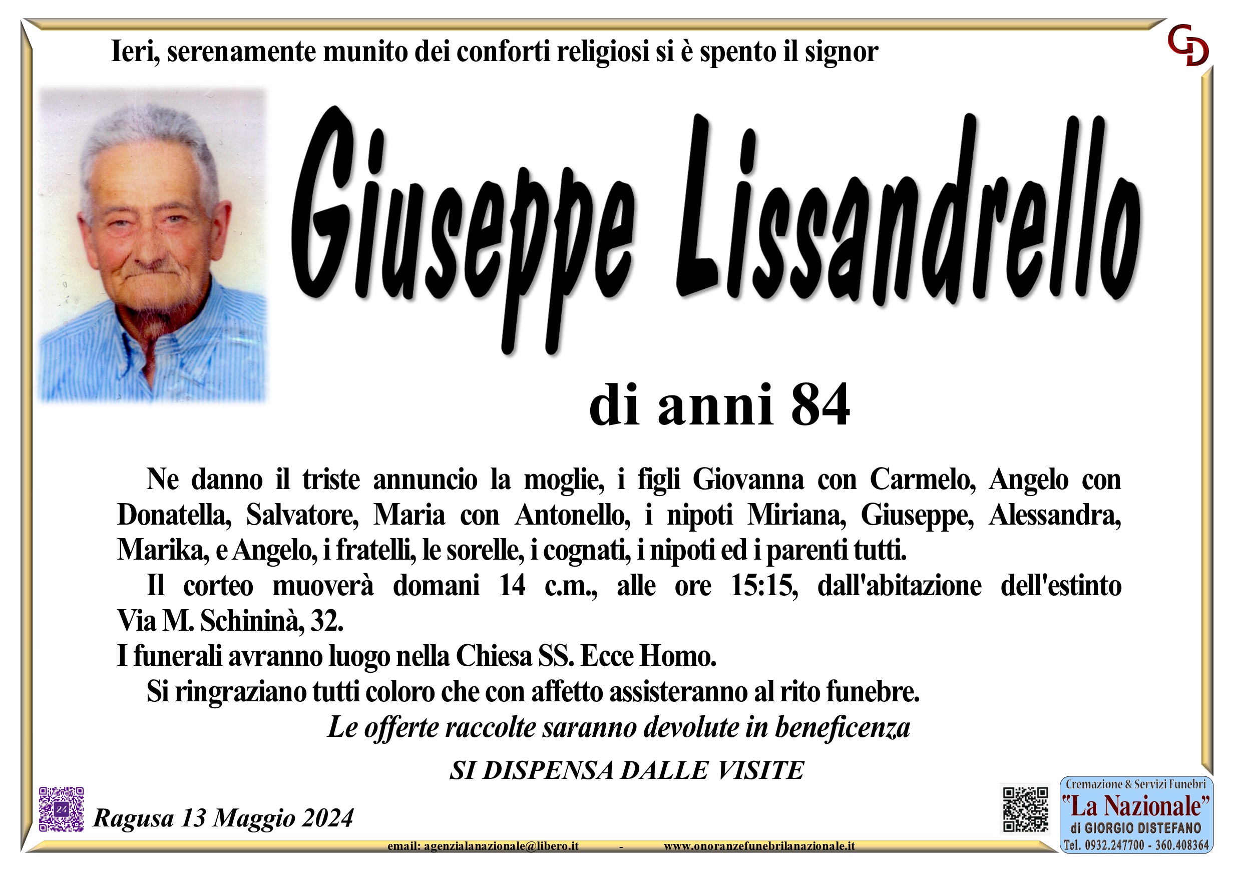 Necrologi: Giuseppe Lissandrello