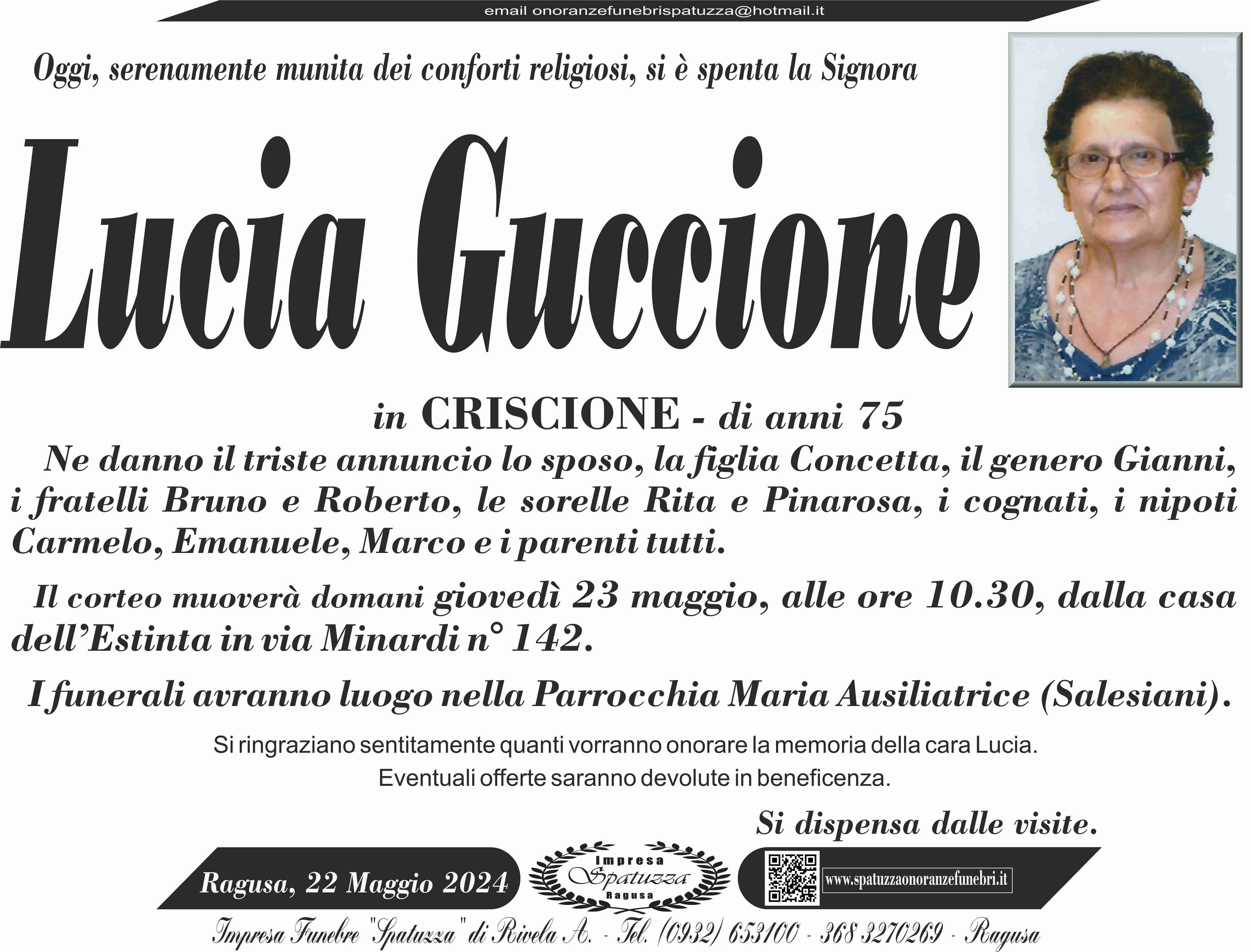 Necrologi: Lucia Guccione