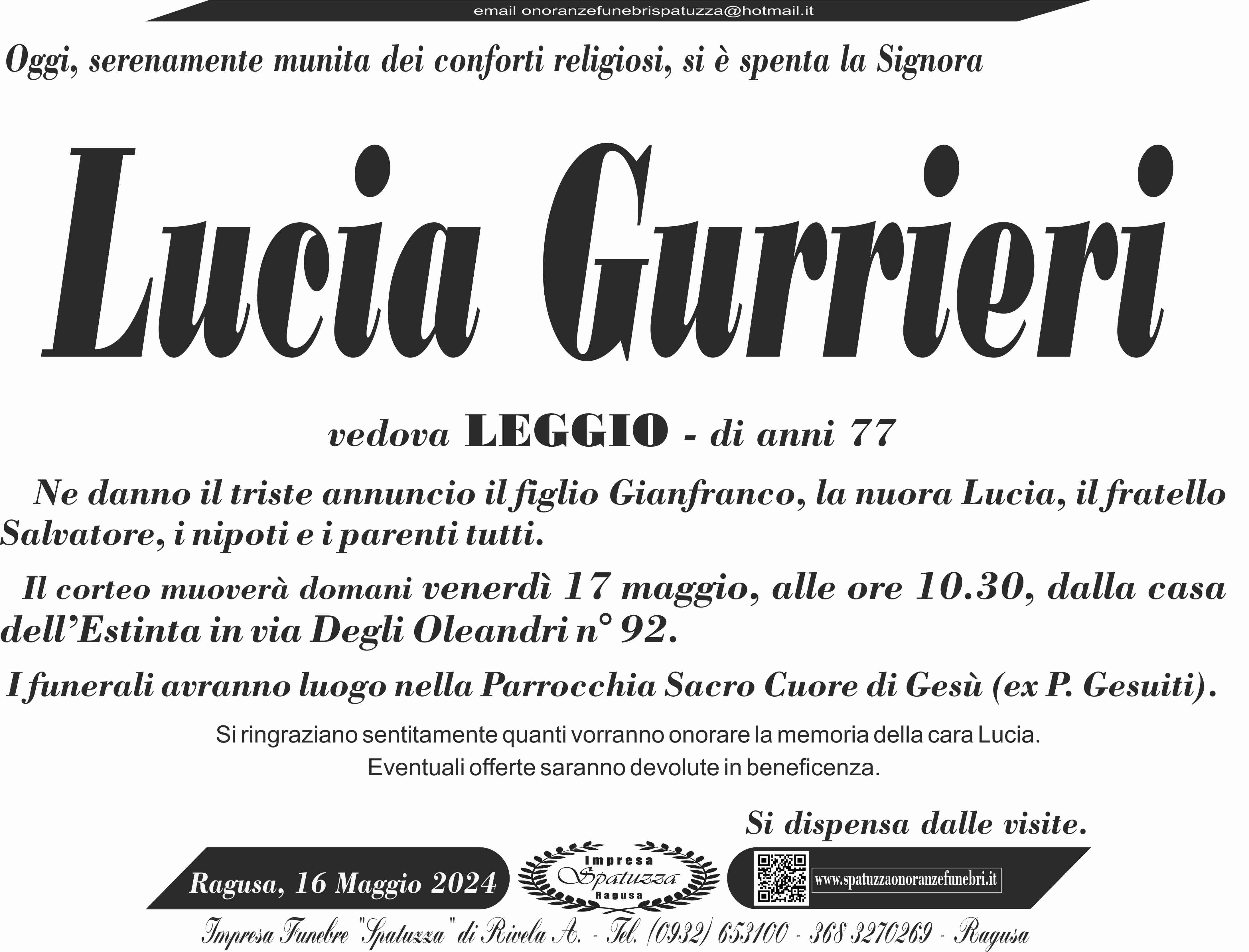 Necrologi: Lucia Gurrieri