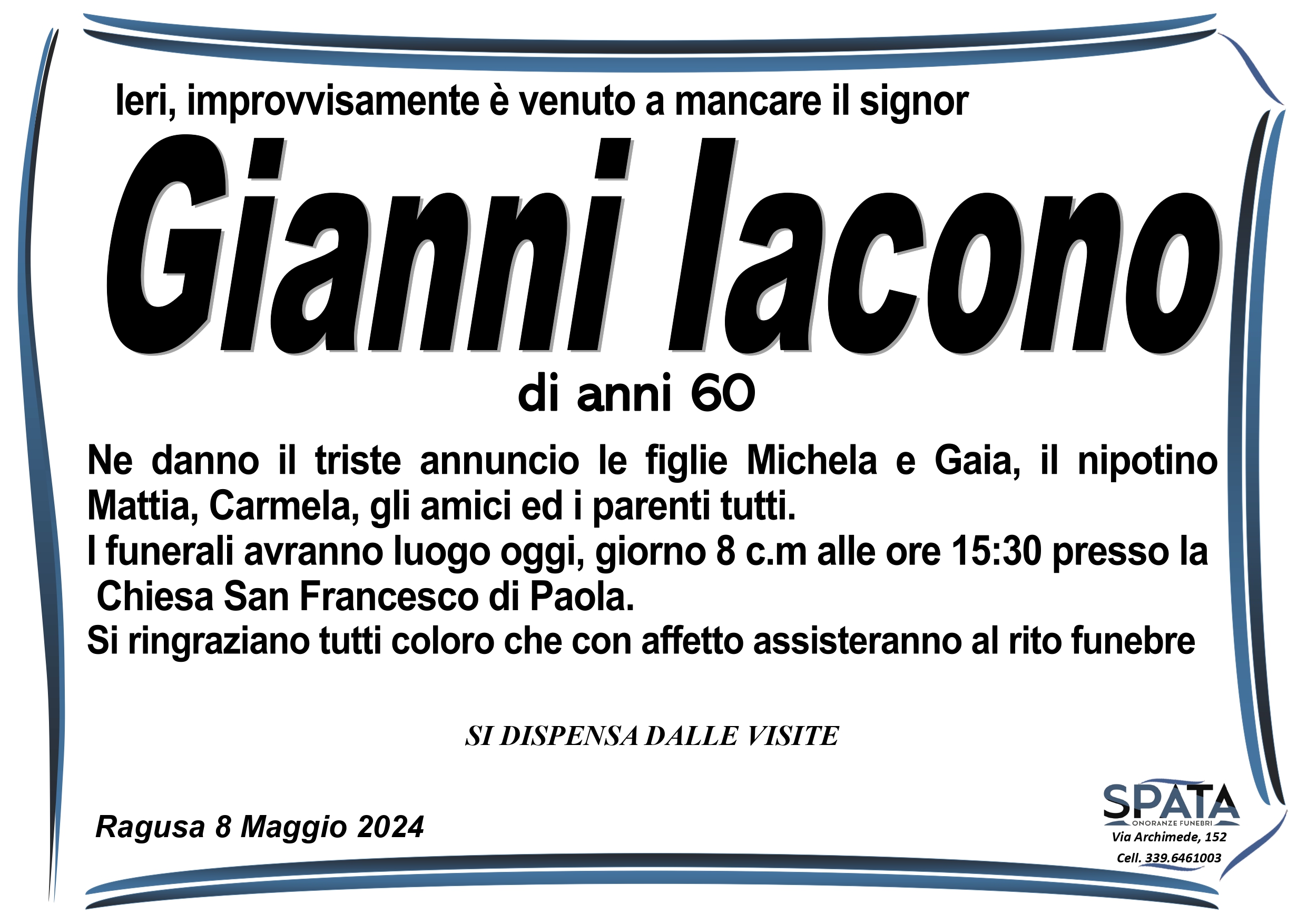 Necrologi: Gianni Iacono