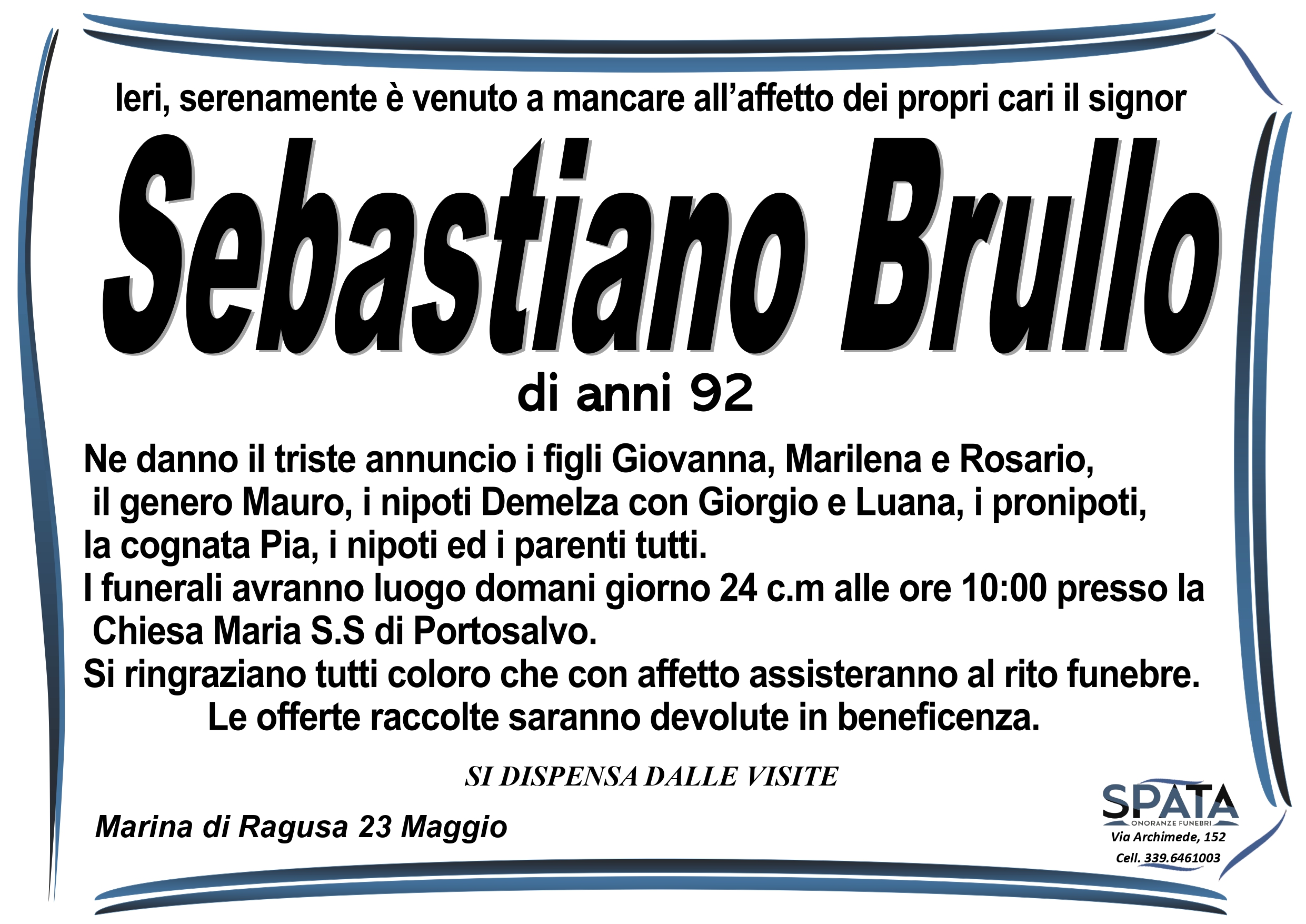 Necrologi: Sebastiano Brullo