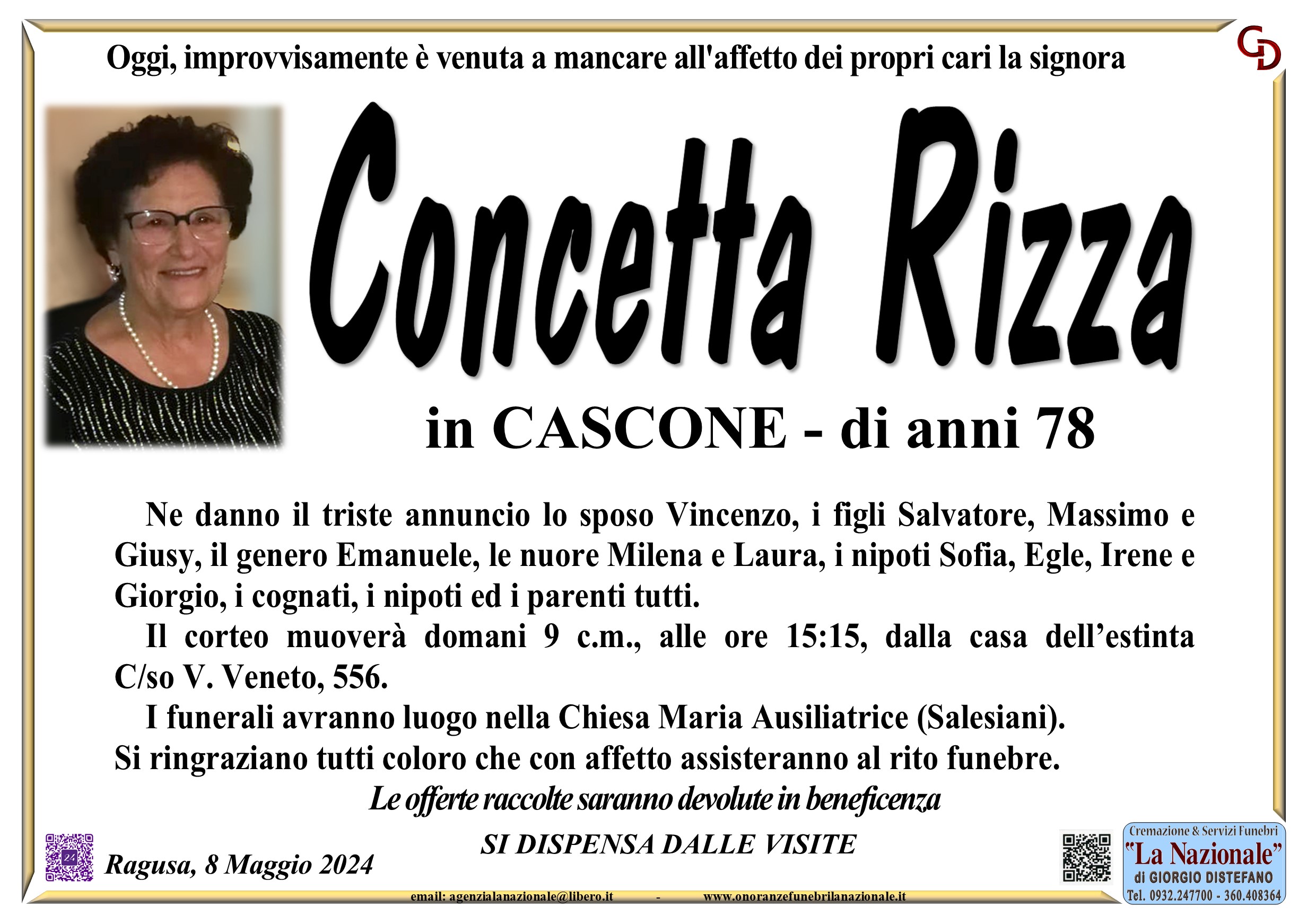Necrologi: Concetta Rizza - Ragusa Oggi