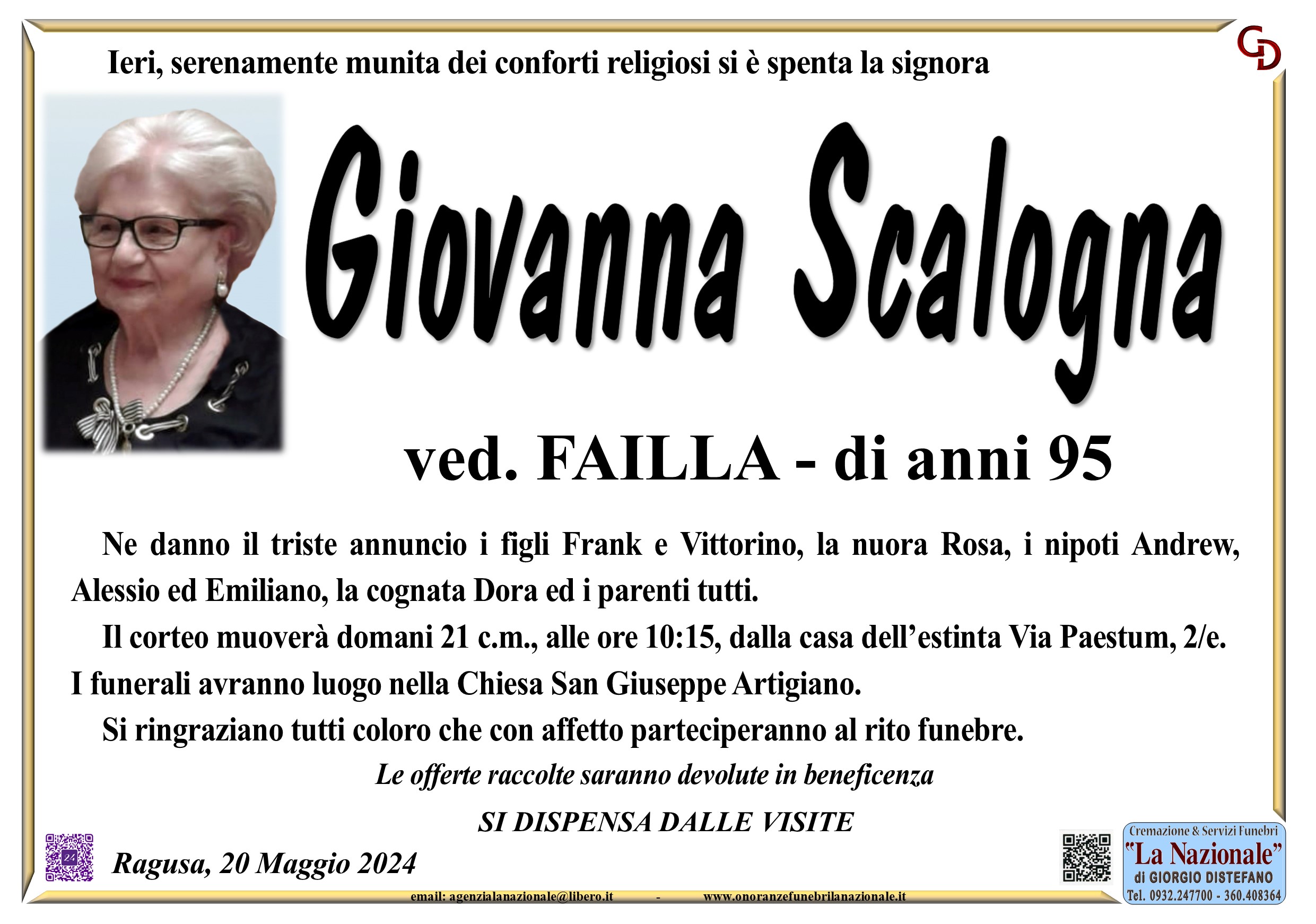 Necrologi: Giovanna Scalogna