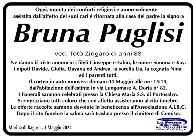 Necrologi: Bruna Puglisi
