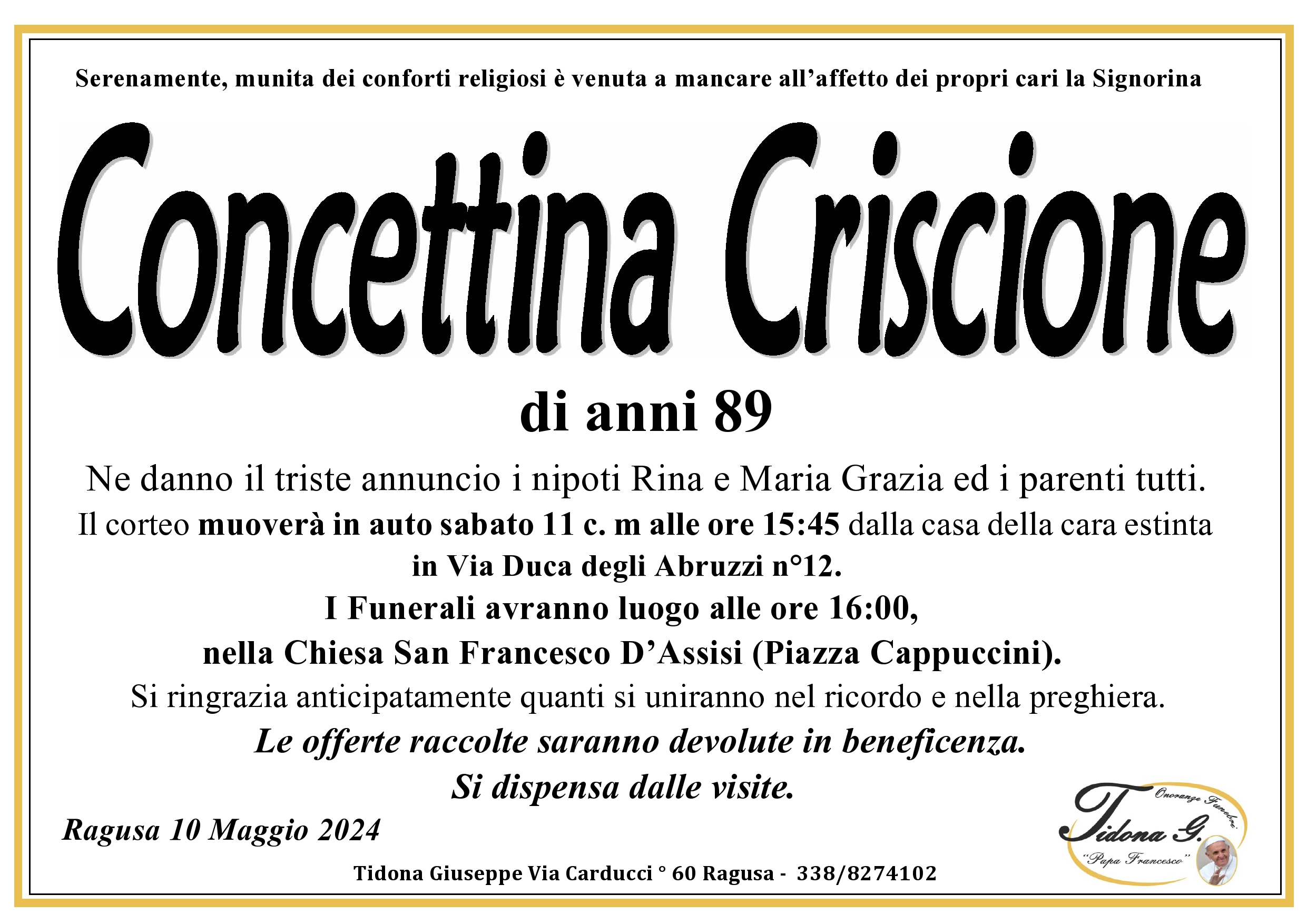 Necrologi: Concettina Criscione