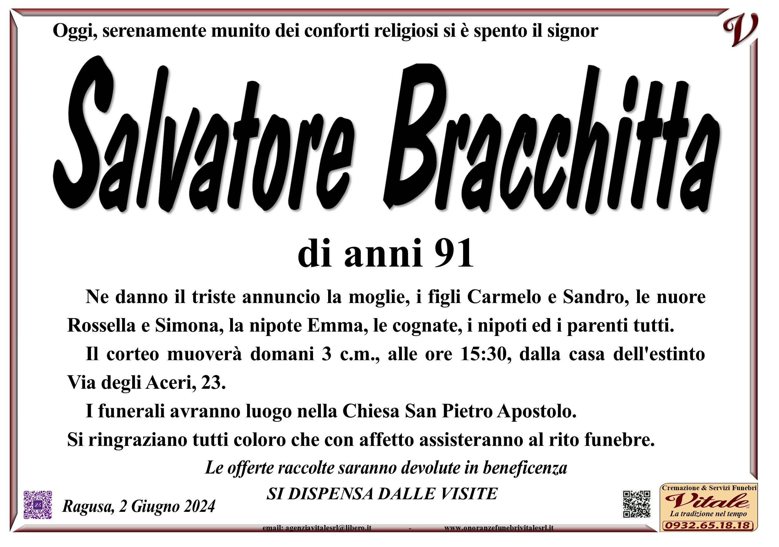 Necrologi: Salvatore Bracchitta