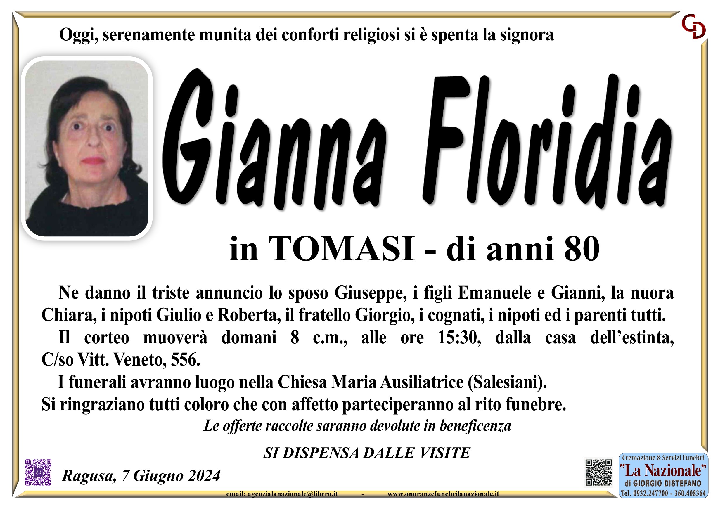 Necrologi: Gianna Floridia