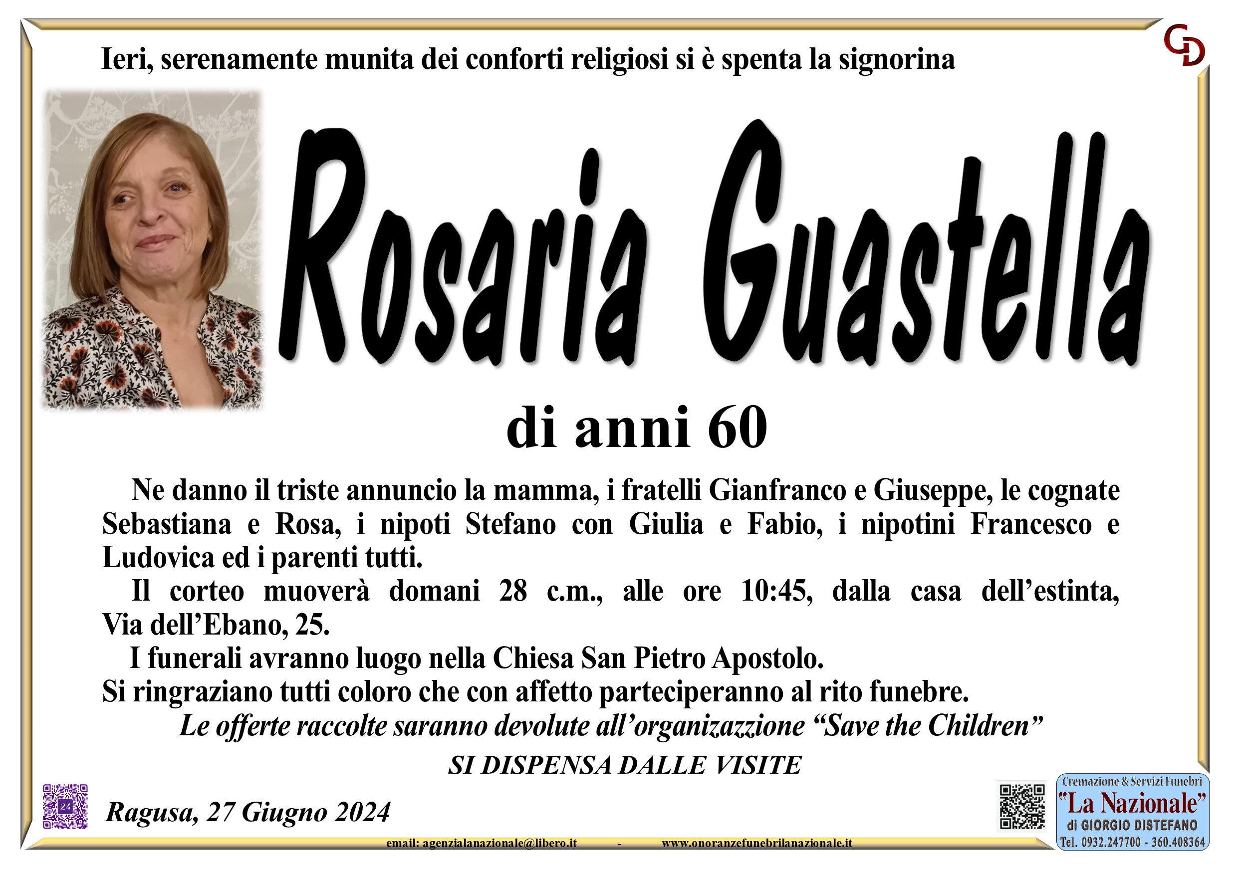Necrologi: Rosaria Giurdanella