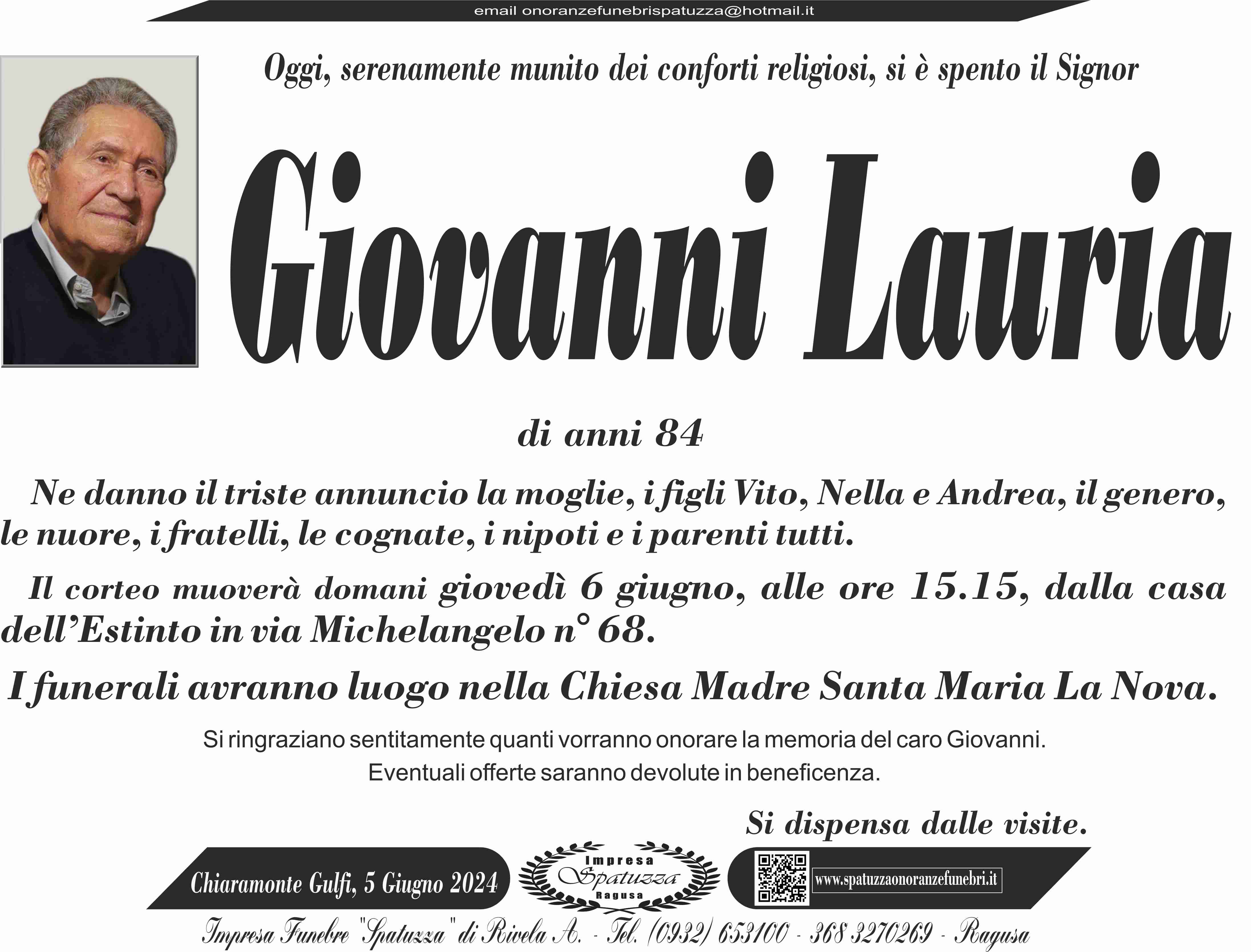 Necrologi: Giovanni Lauria