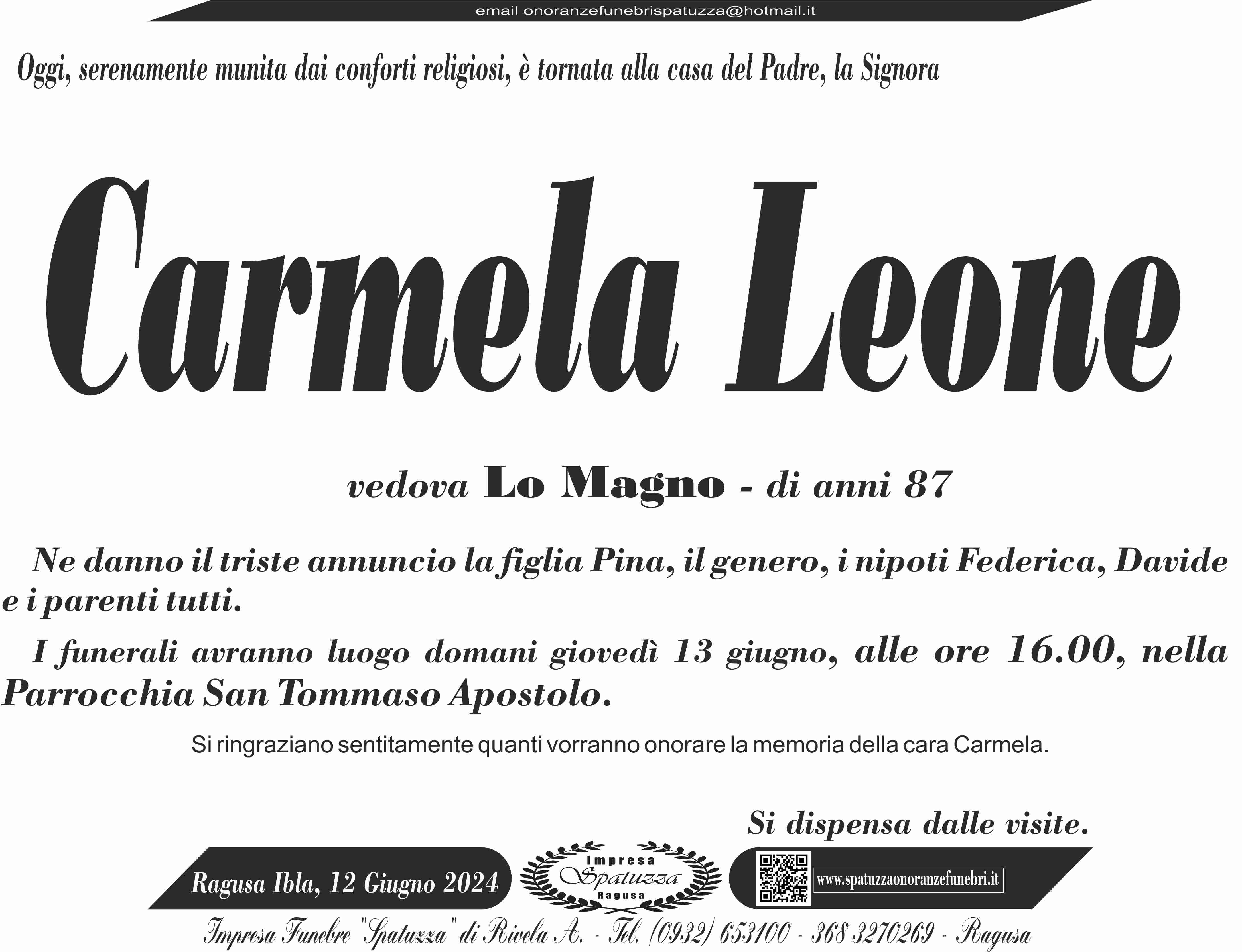 Necrologi: Carmela Leone