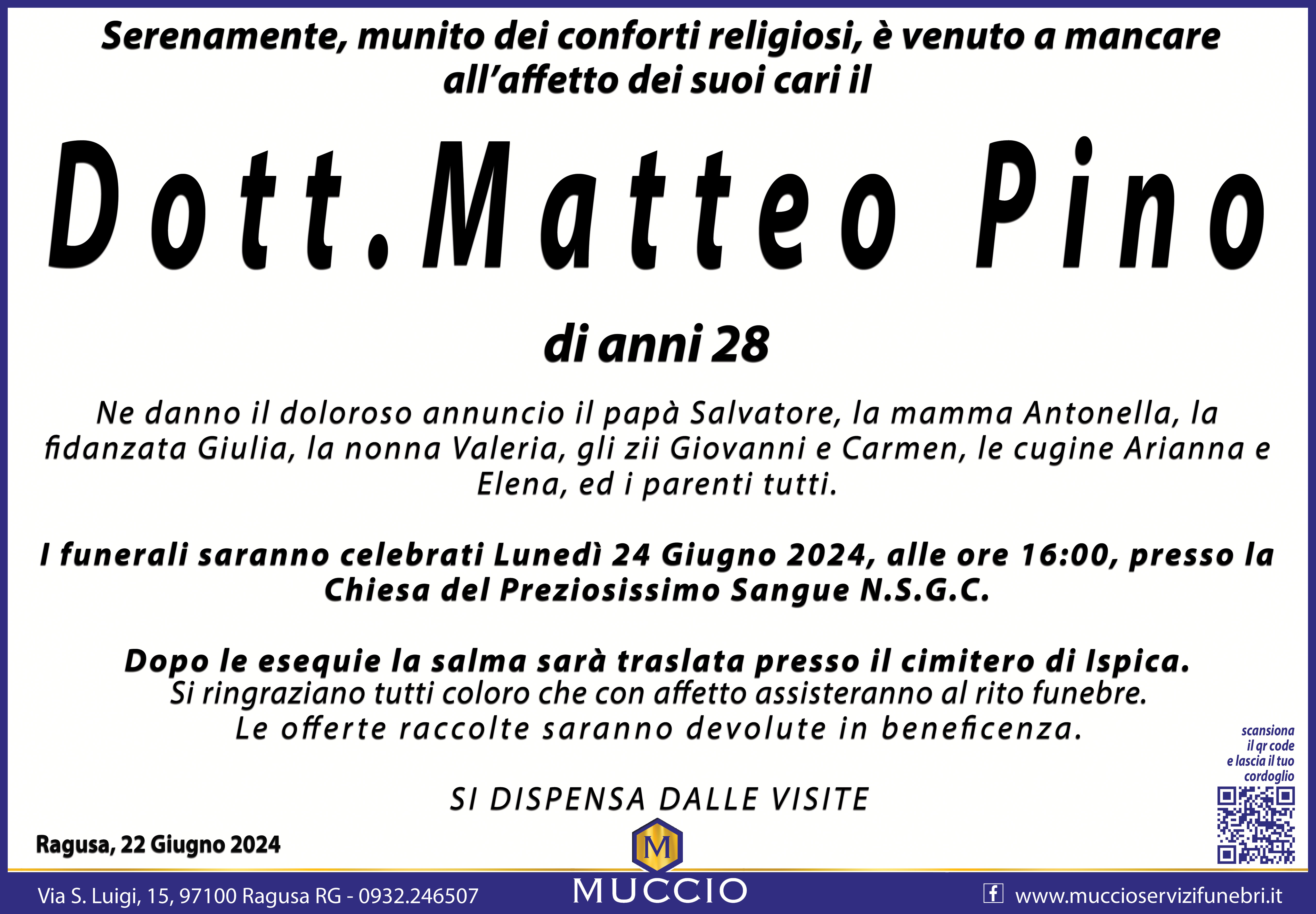 Necrologi: Matteo Pino