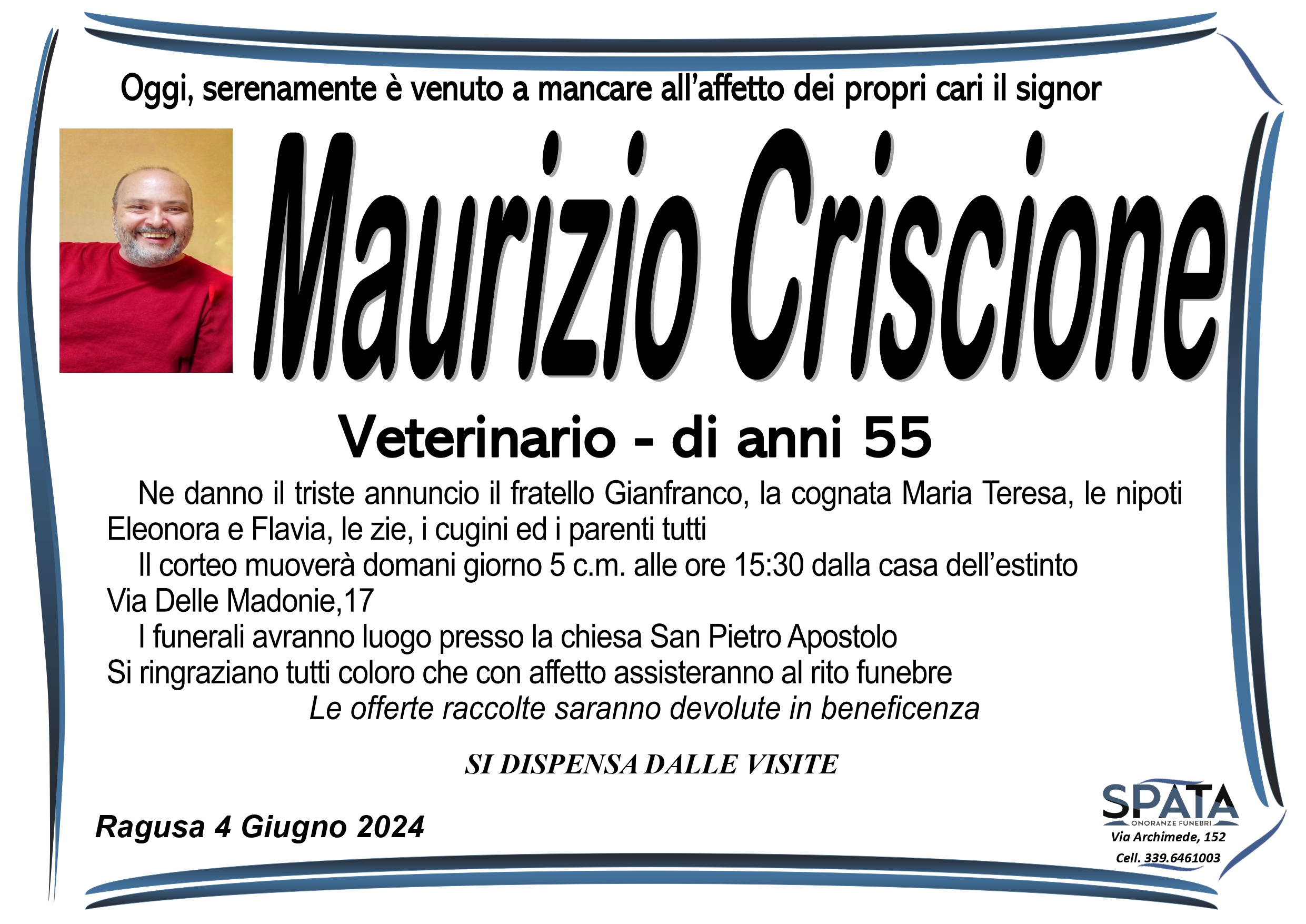 Necrologi: Maurizio Criscione
