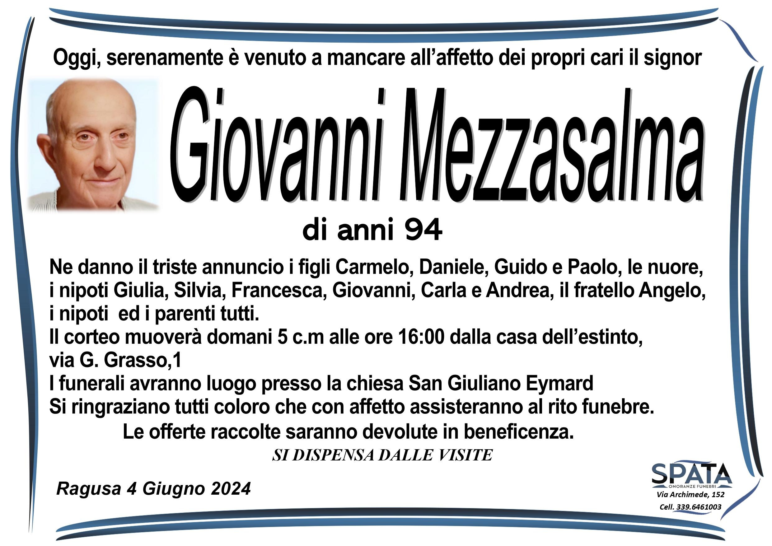 Necrologi: Giovanni Mezzasalma