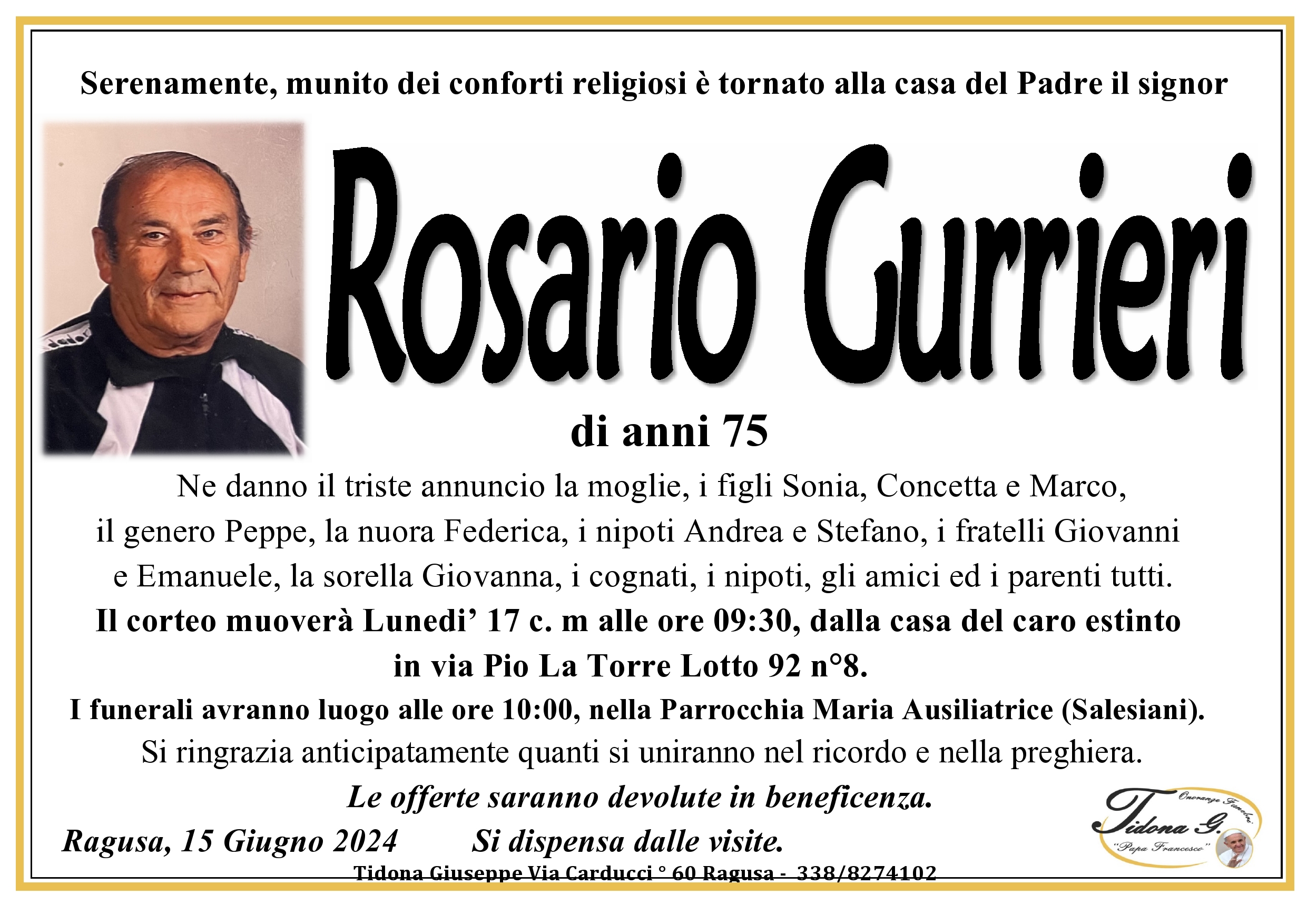 Necrologi: Rosario Gurrieri