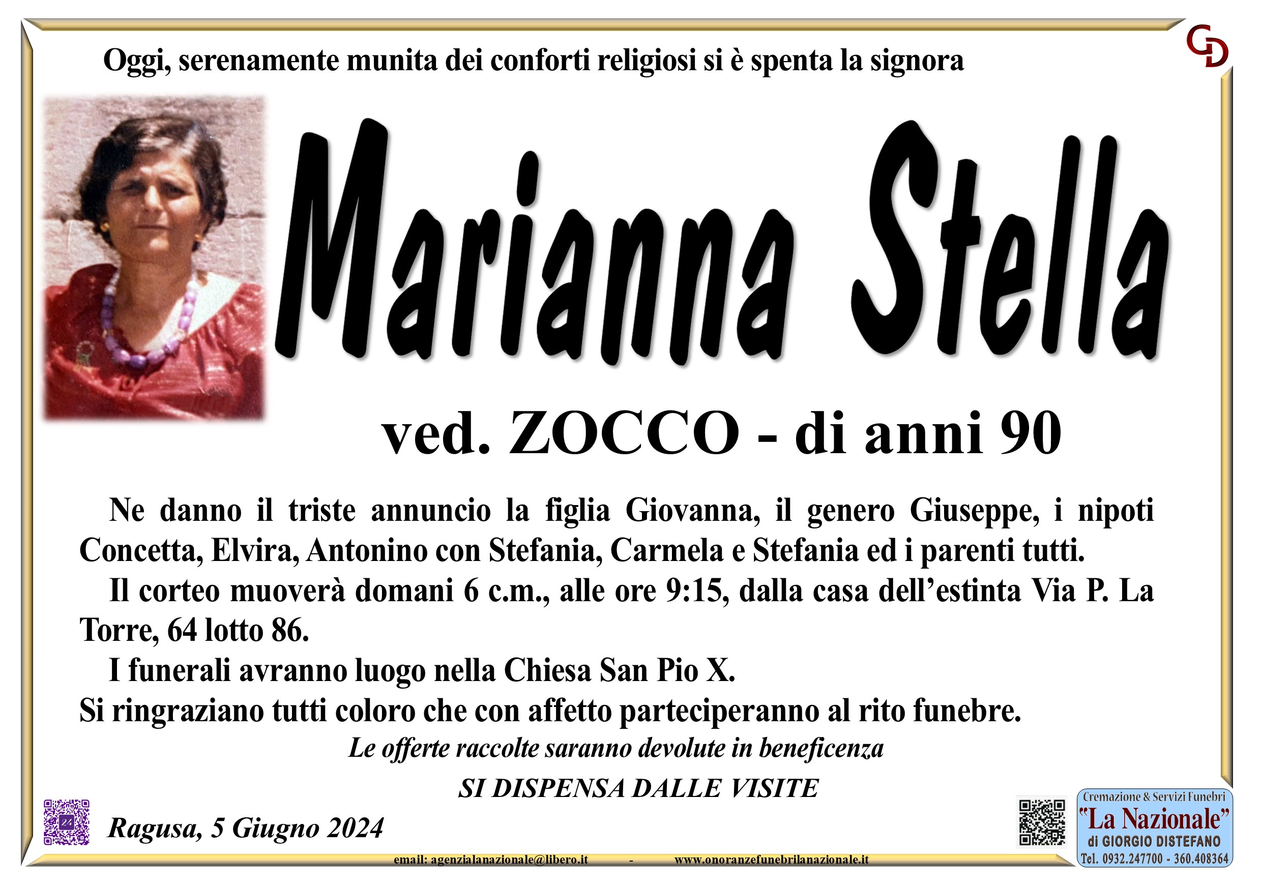 Necrologi: Marianna Stella