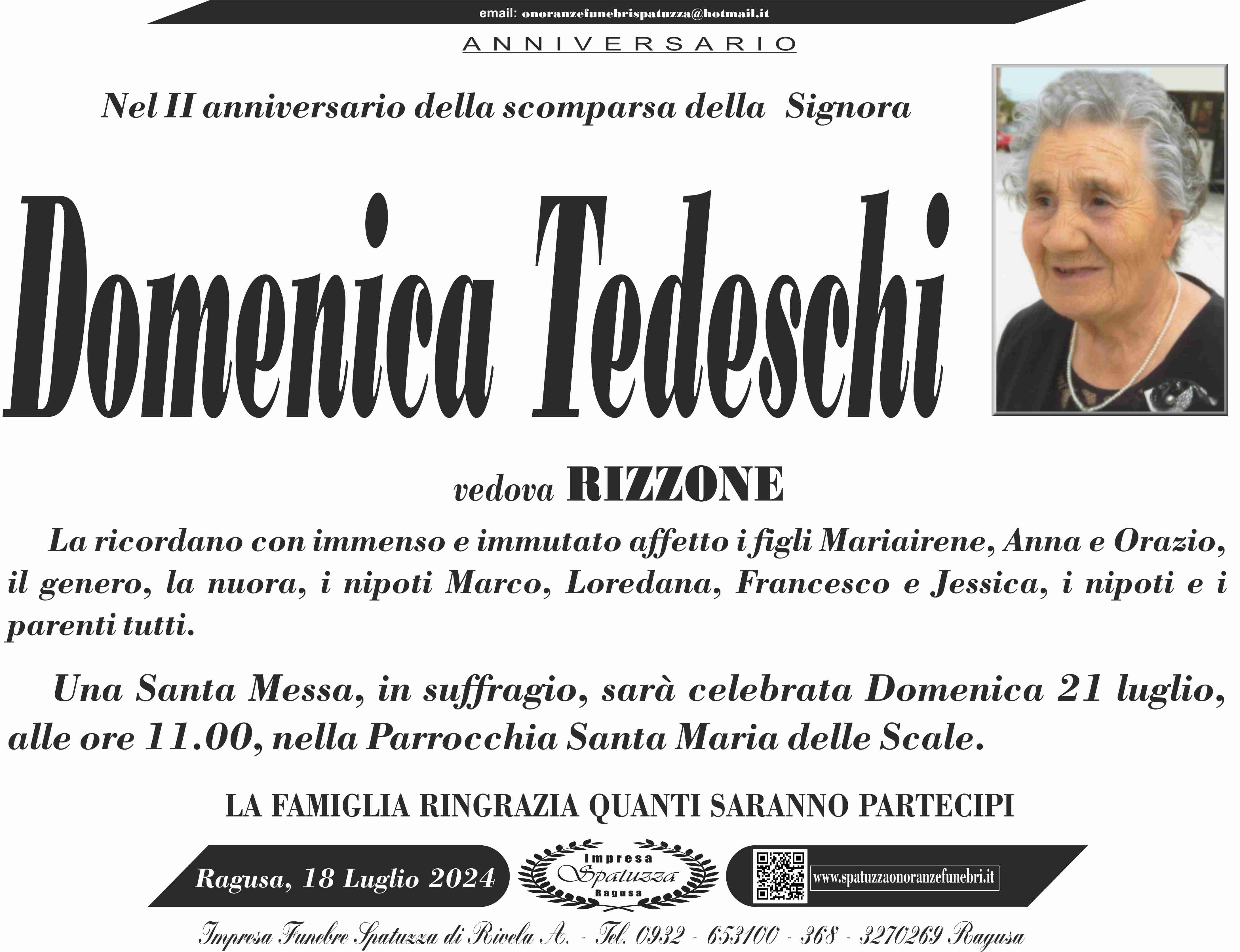 Anniversario: Domenica Tedeschi
