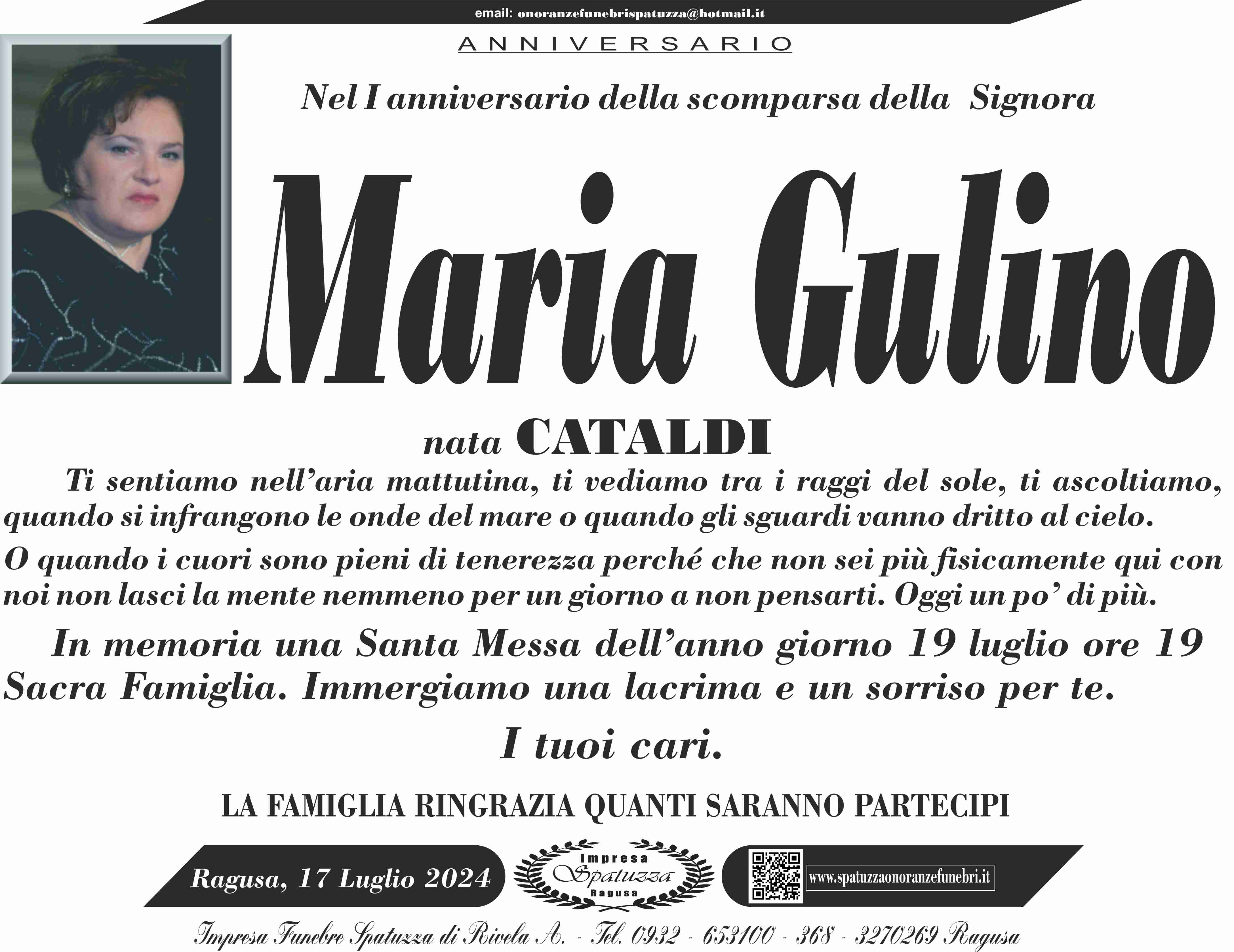 Anniversario: Maria Gulino