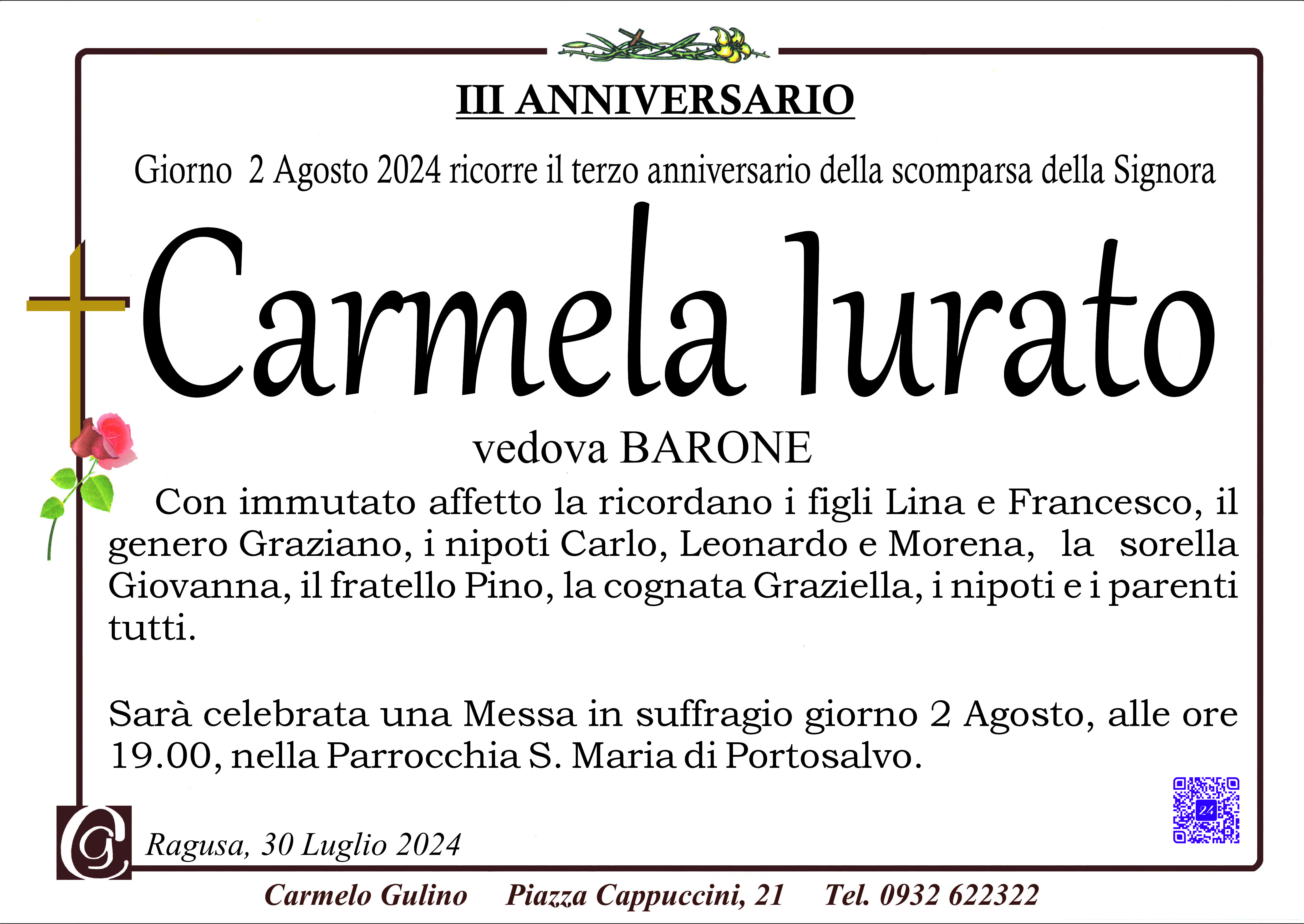 Anniversario: Carmela Iurato