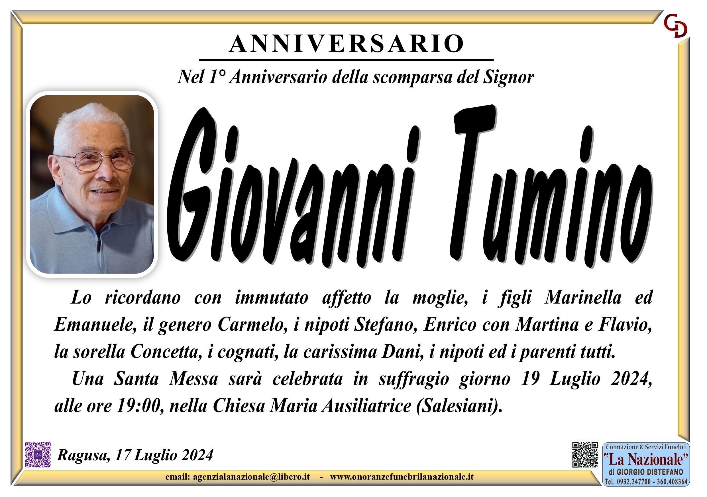 Necrologi: Giovanni Tumino