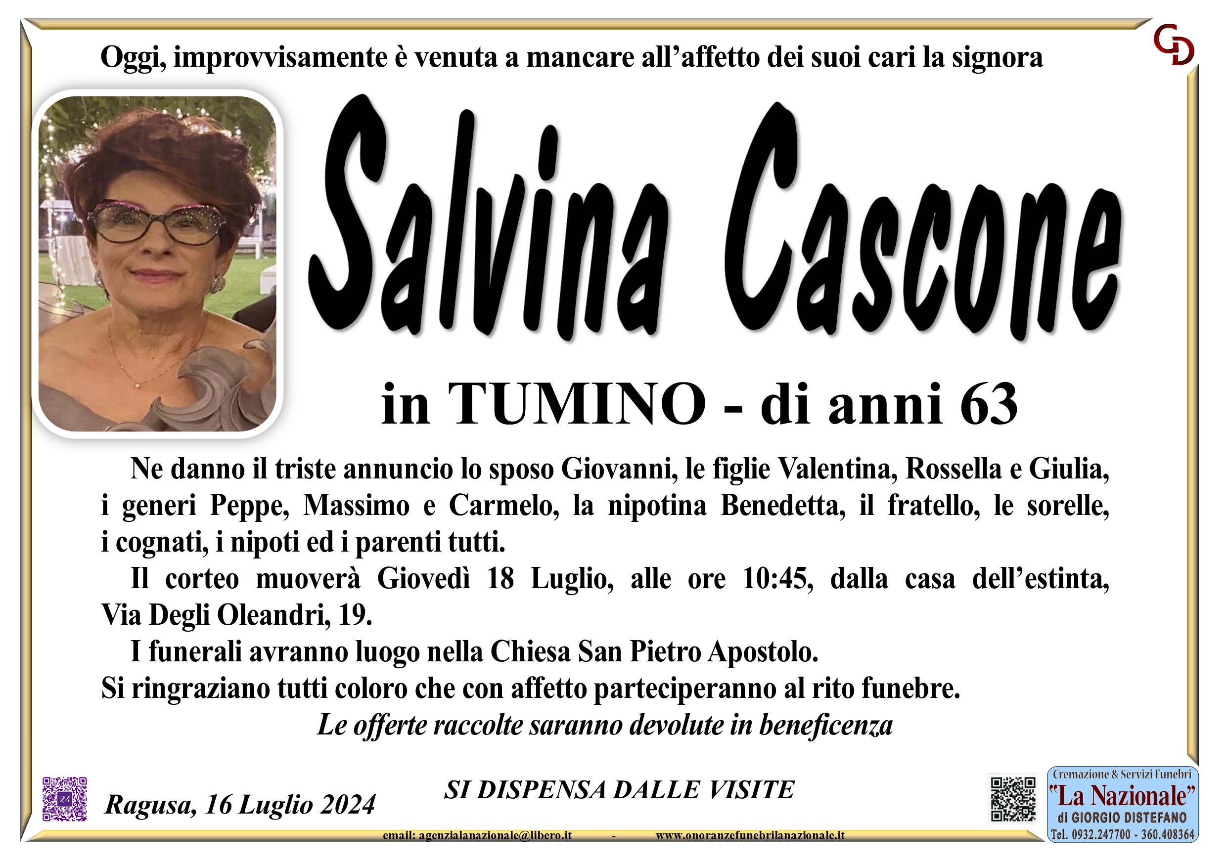 Necrologi: Salvina Cascone